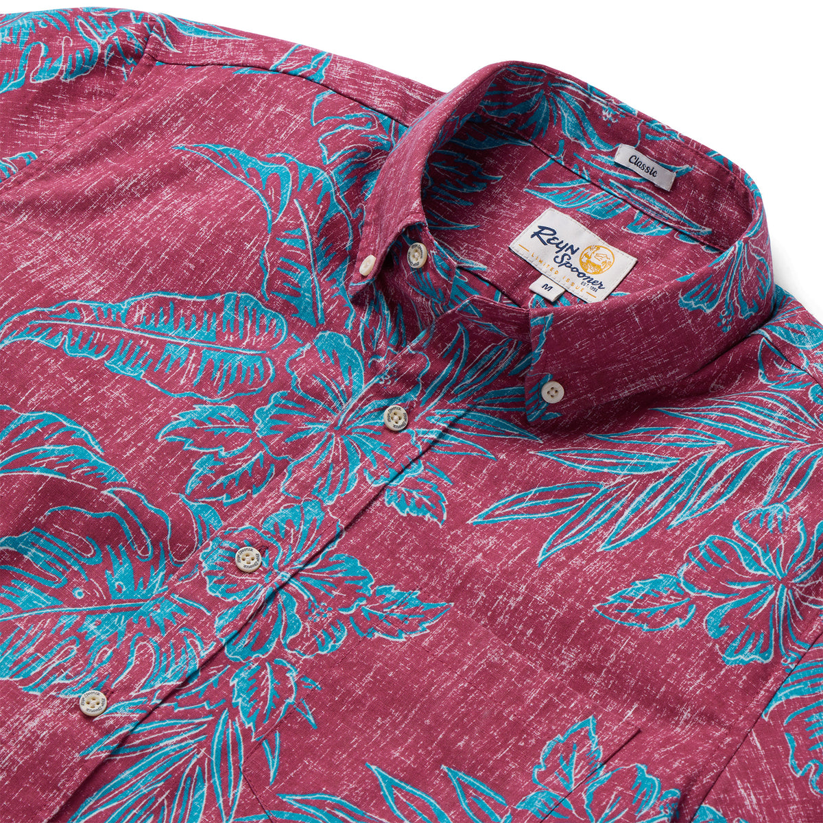 Reyn Spooner HIBISCUS BLISS BUTTON FRONT in MAROON