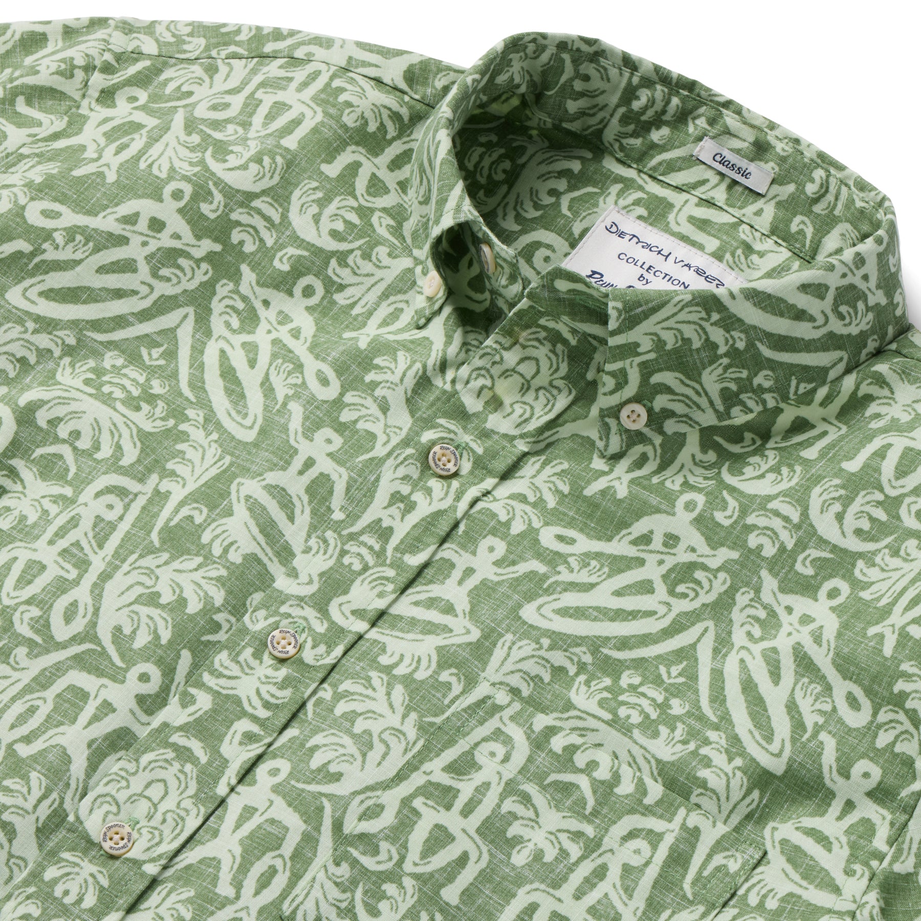 Reyn Spooner KI'I BUTTON FRONT in JADE