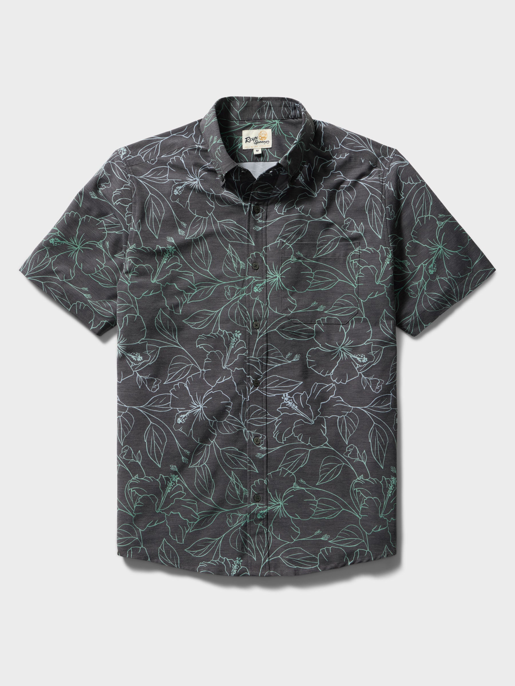 Reyn Spooner BIG BLOOMS PERFORMANCE ALOHA SHIRT in Black