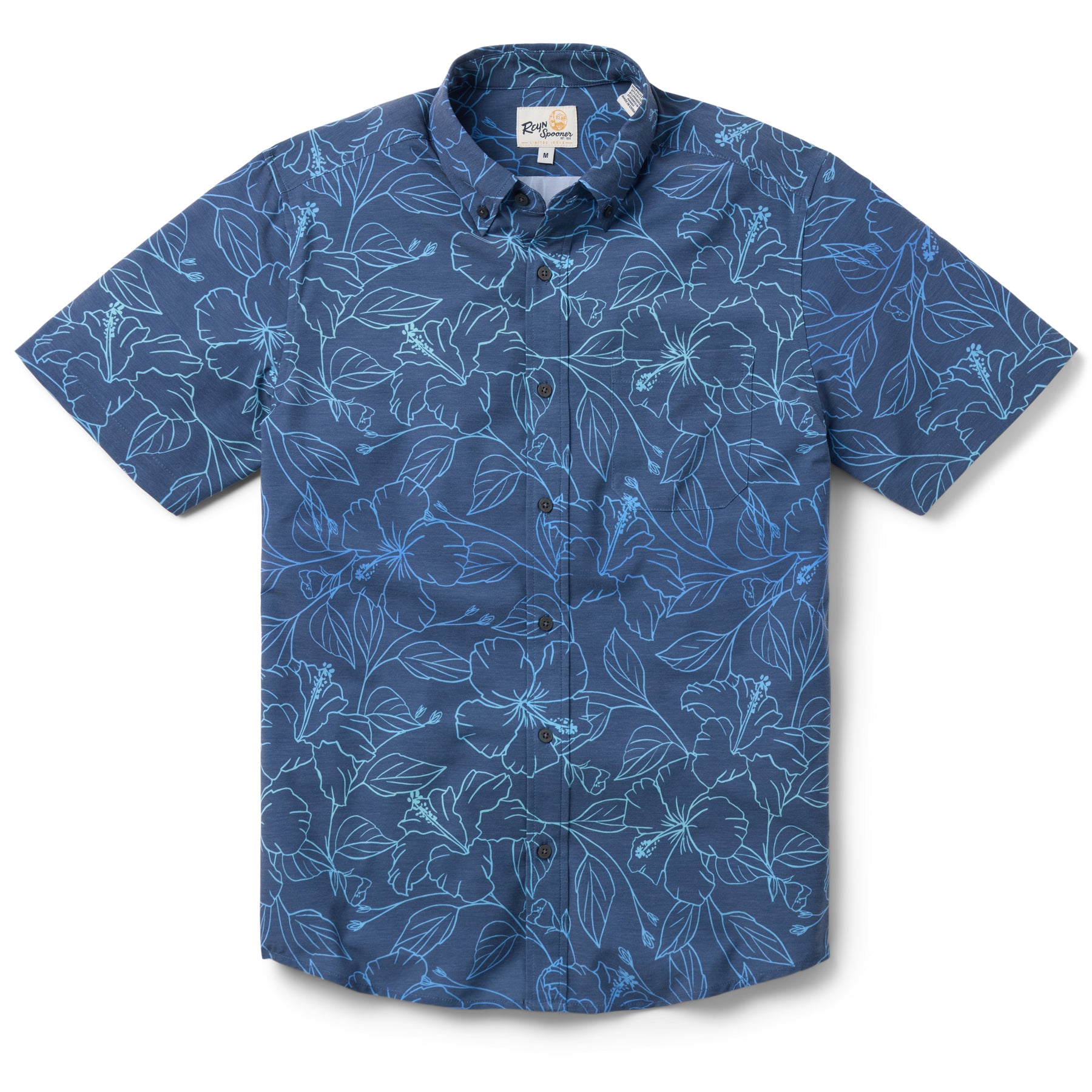 Reyn Spooner BIG BLOOMS PERFORMANCE BUTTON FRONT in NAVY