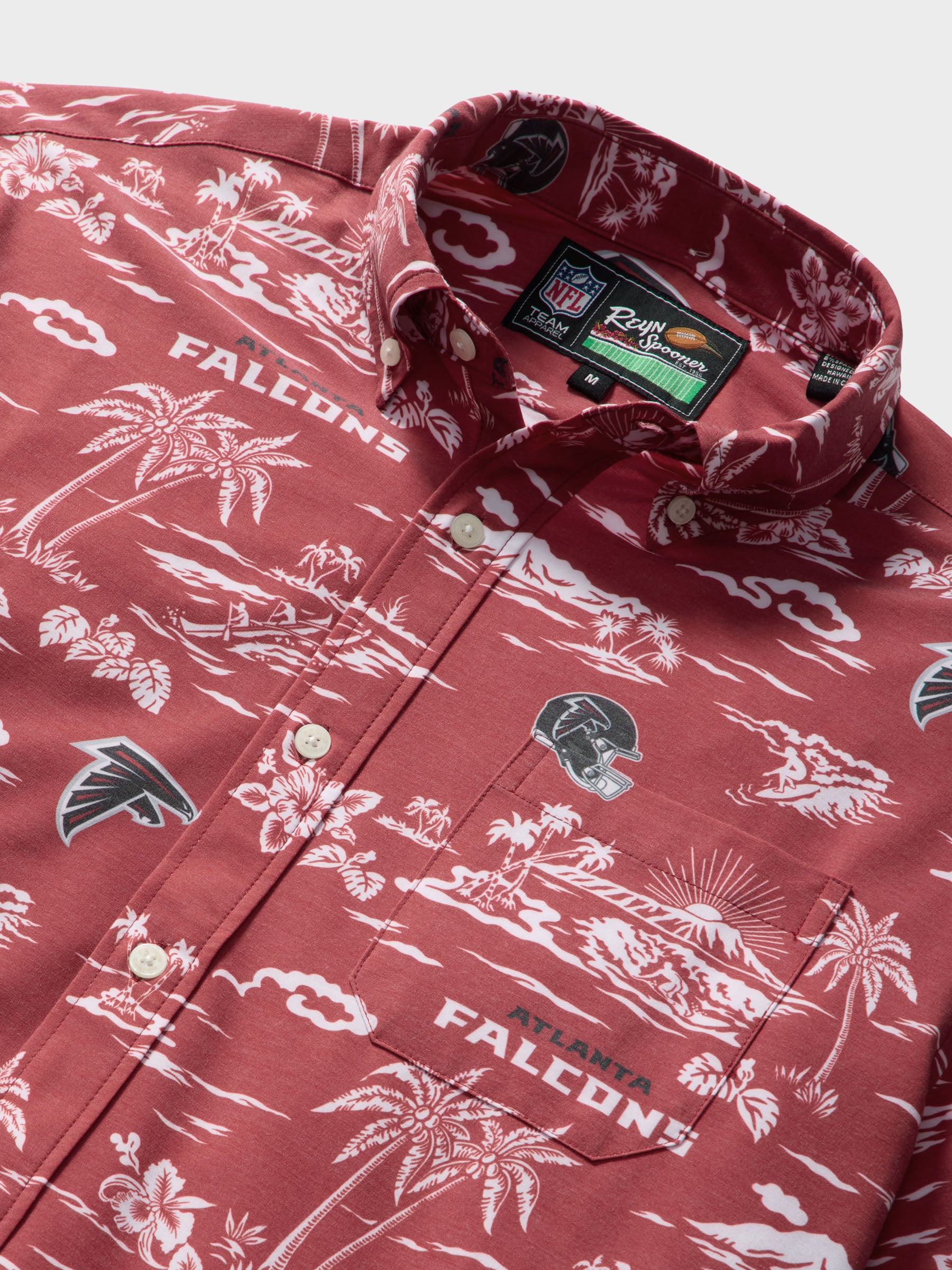 Reyn Spooner ATLANTA FALCONS GAME DAY PERFORMANCE ALOHA SHIRT in RED