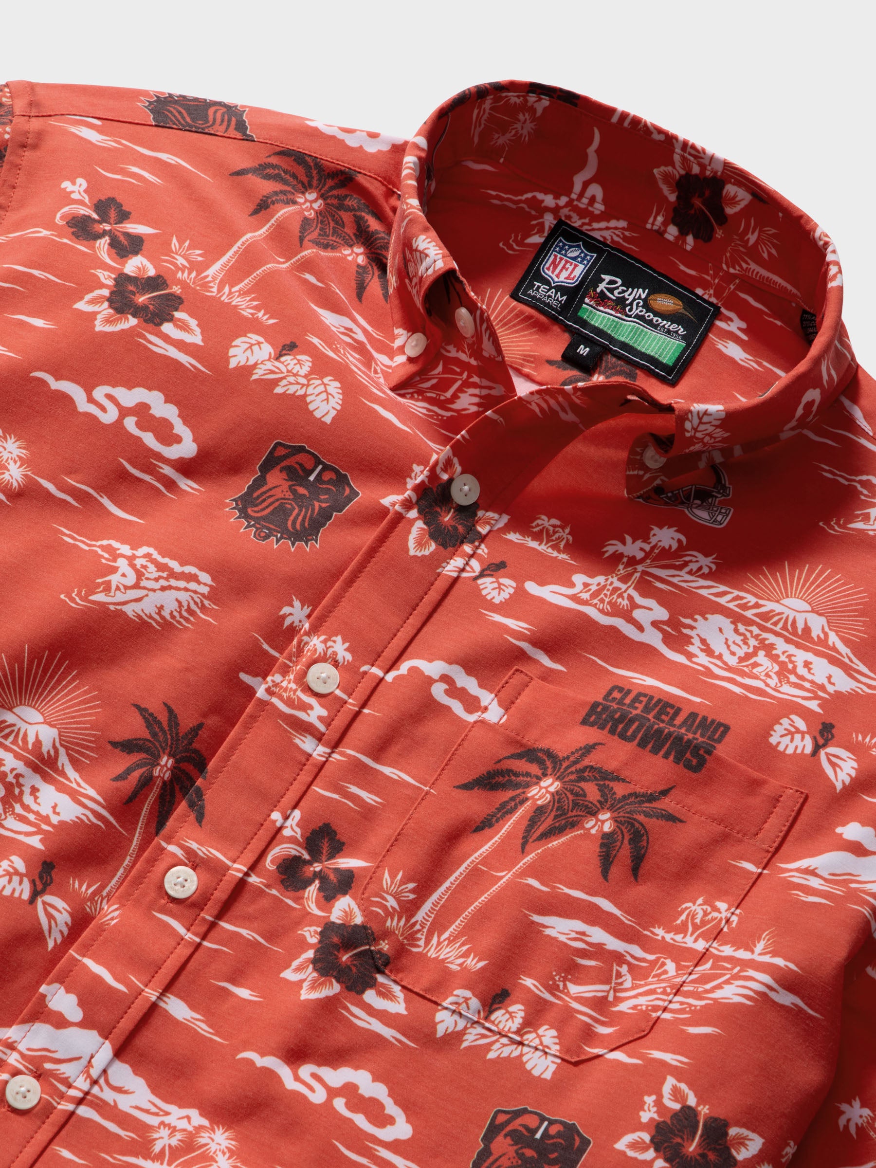 Reyn Spooner CLEVELAND BROWNS GAME DAY PERFORMANCE ALOHA SHIRT in ORANGE