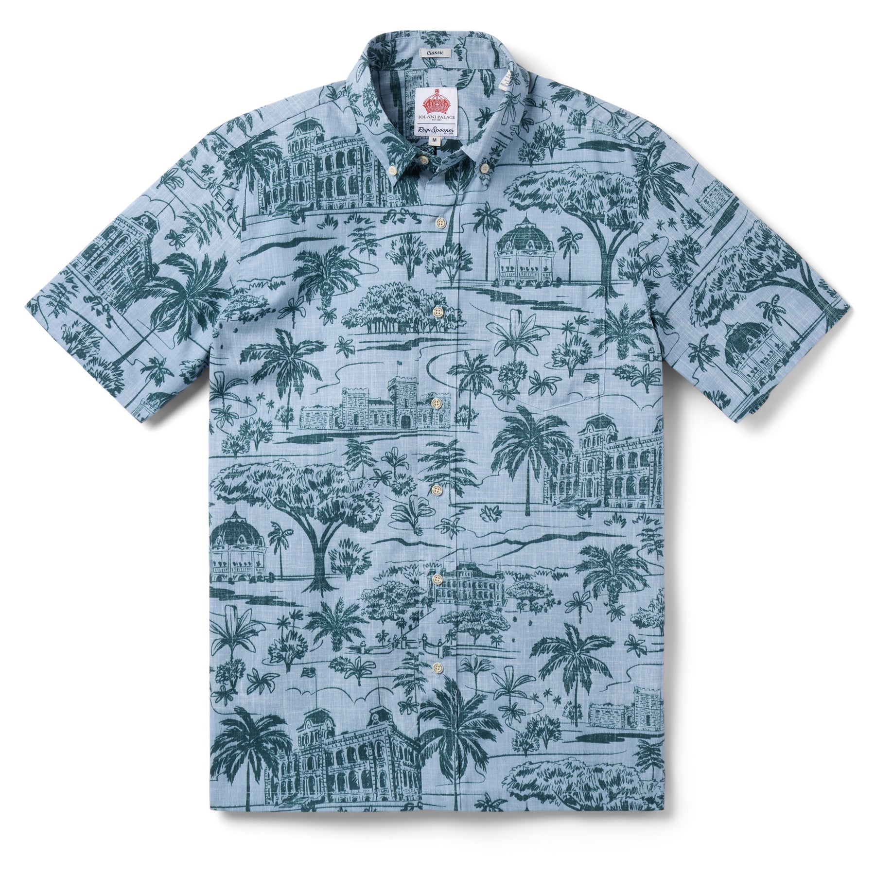 Reyn Spooner IOLANI PALACE BUTTON FRONT in DUSTY BLUE