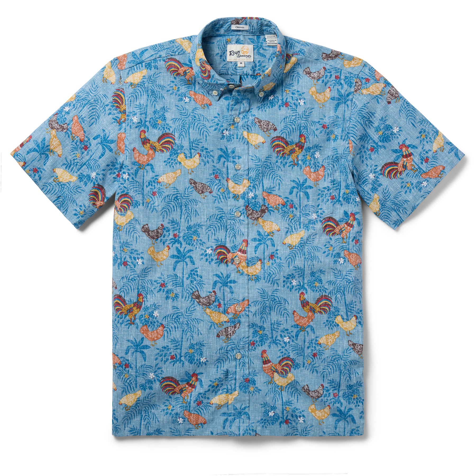 Reyn Spooner KAUAI ALARM CLUCK BUTTON FRONT in DUSTY BLUE