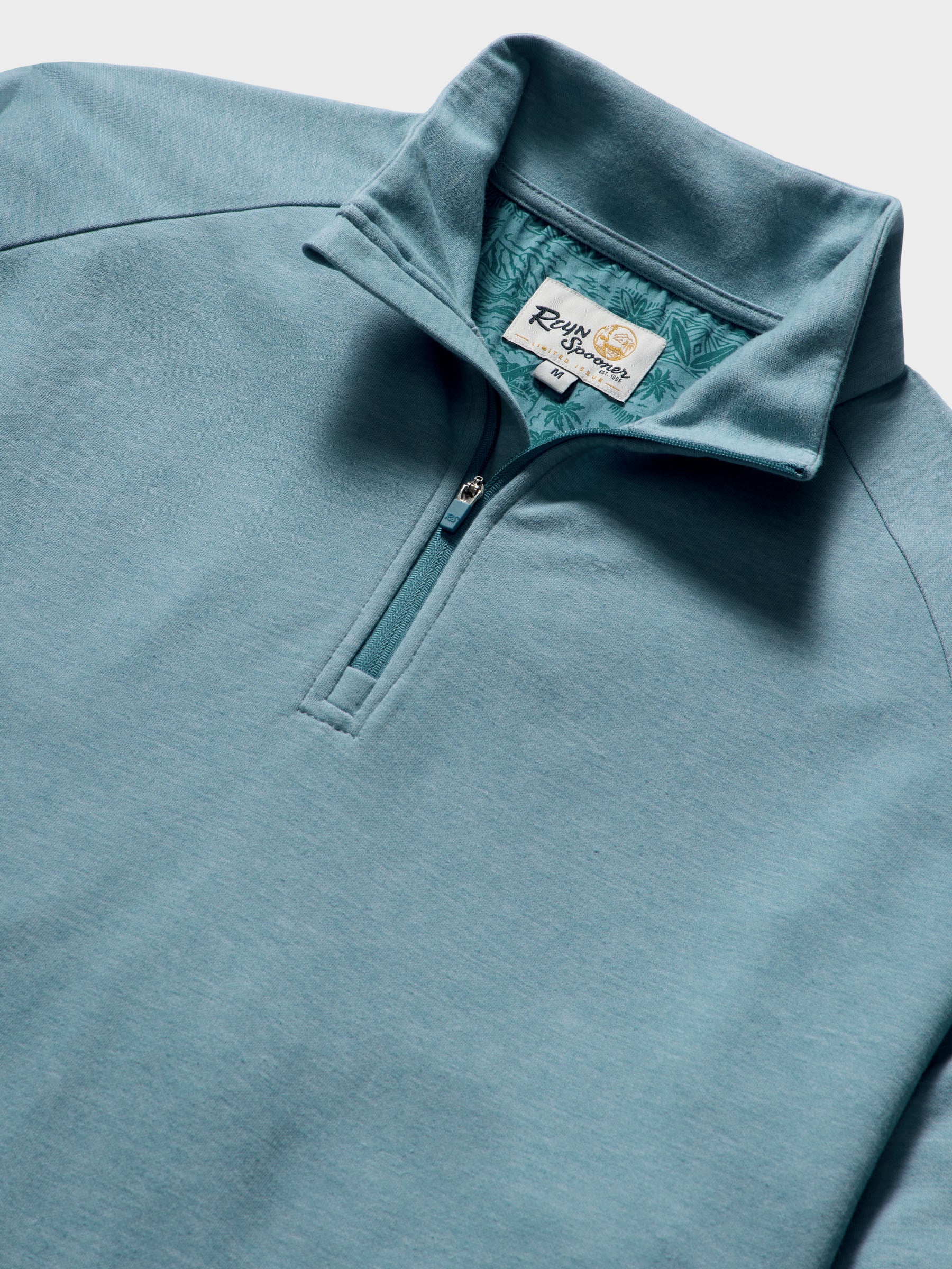 Reyn Spooner HEATHERED JERSEY QUARTER ZIP in MID BLUE