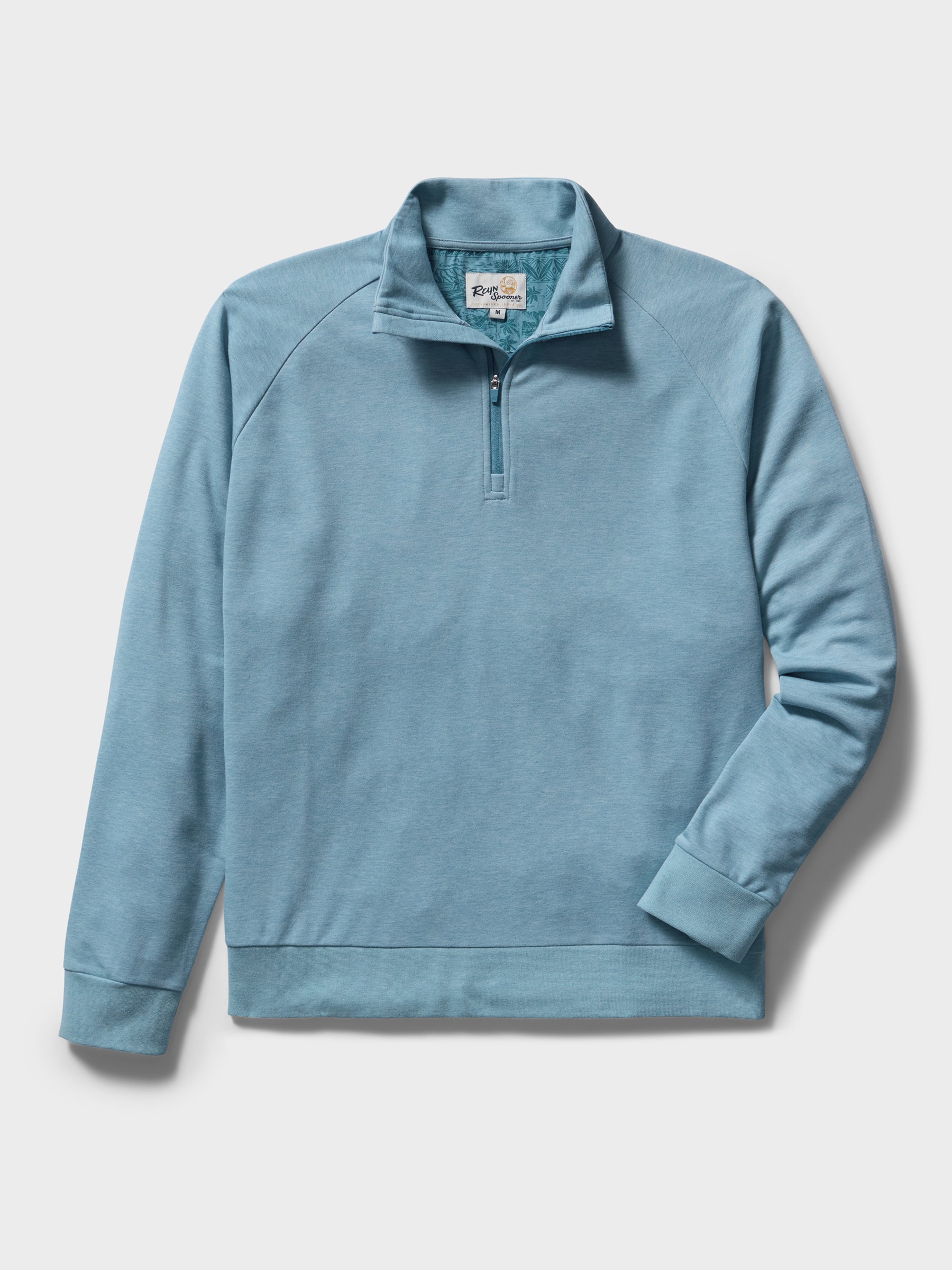 Reyn Spooner HEATHERED JERSEY QUARTER ZIP in MID BLUE