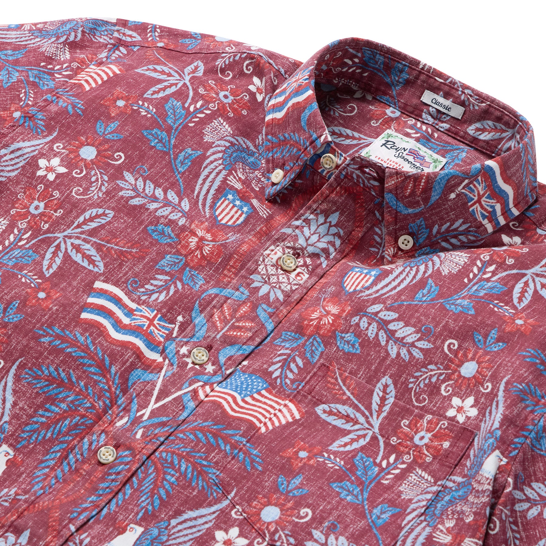 Reyn Spooner SUMMER COMMEMORATIVE 2026 BUTTON FRONT in RED