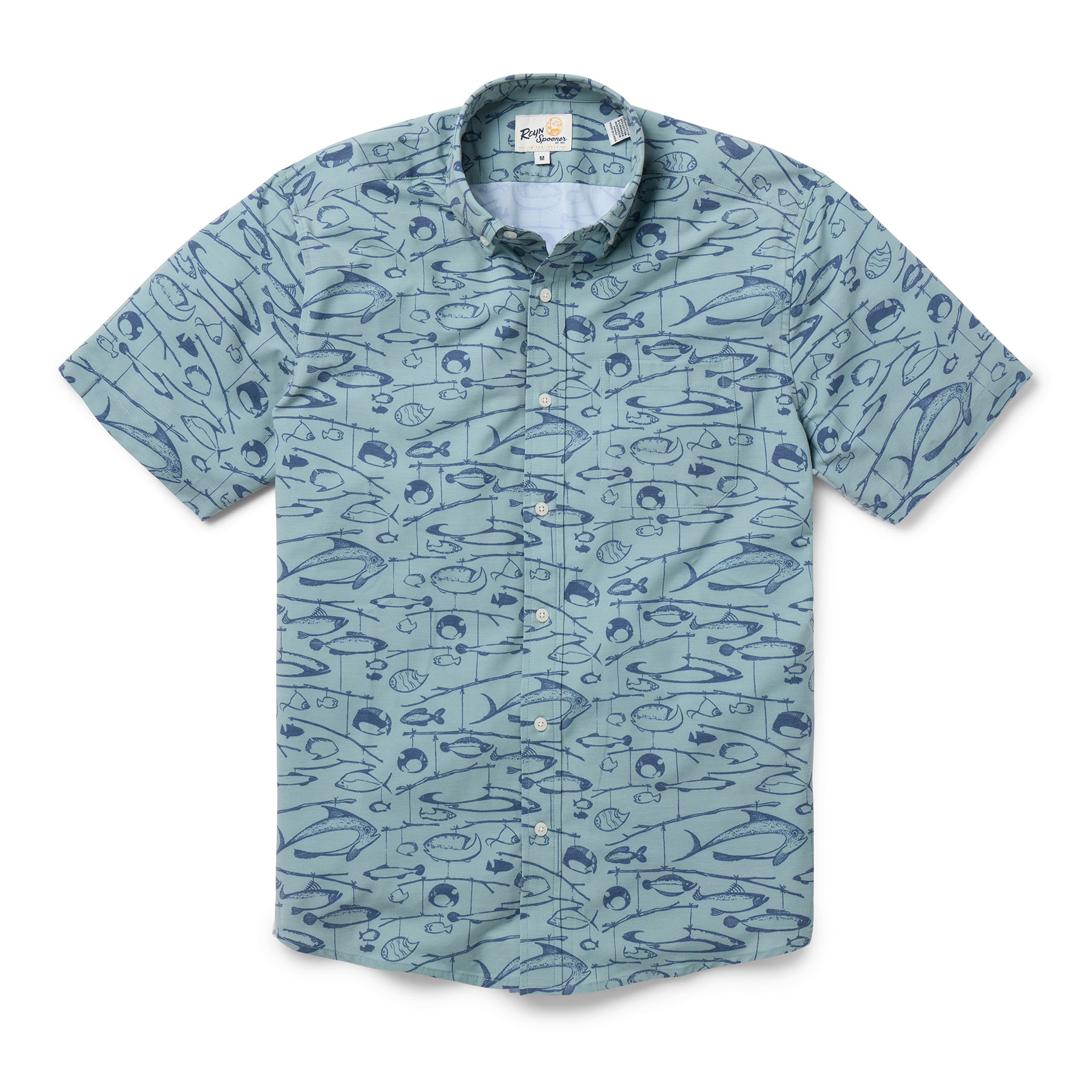 Reyn Spooner FISHERMAN'S A-LURE PERFORMANCE ALOHA SHIRT in JADE
