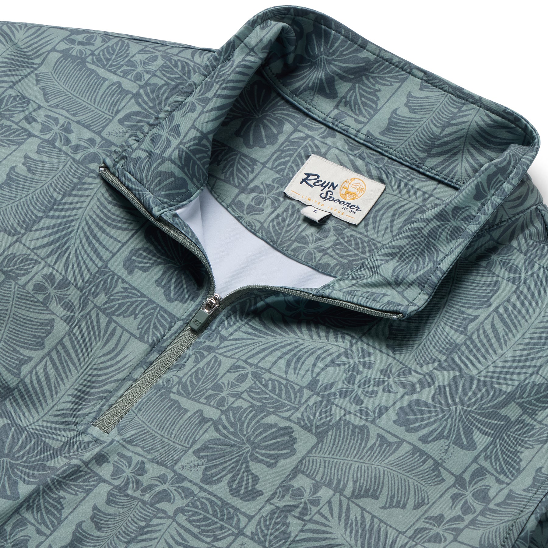Reyn Spooner FLORAL FRAMES PERFORMANCE QUARTER ZIP in OLIVE