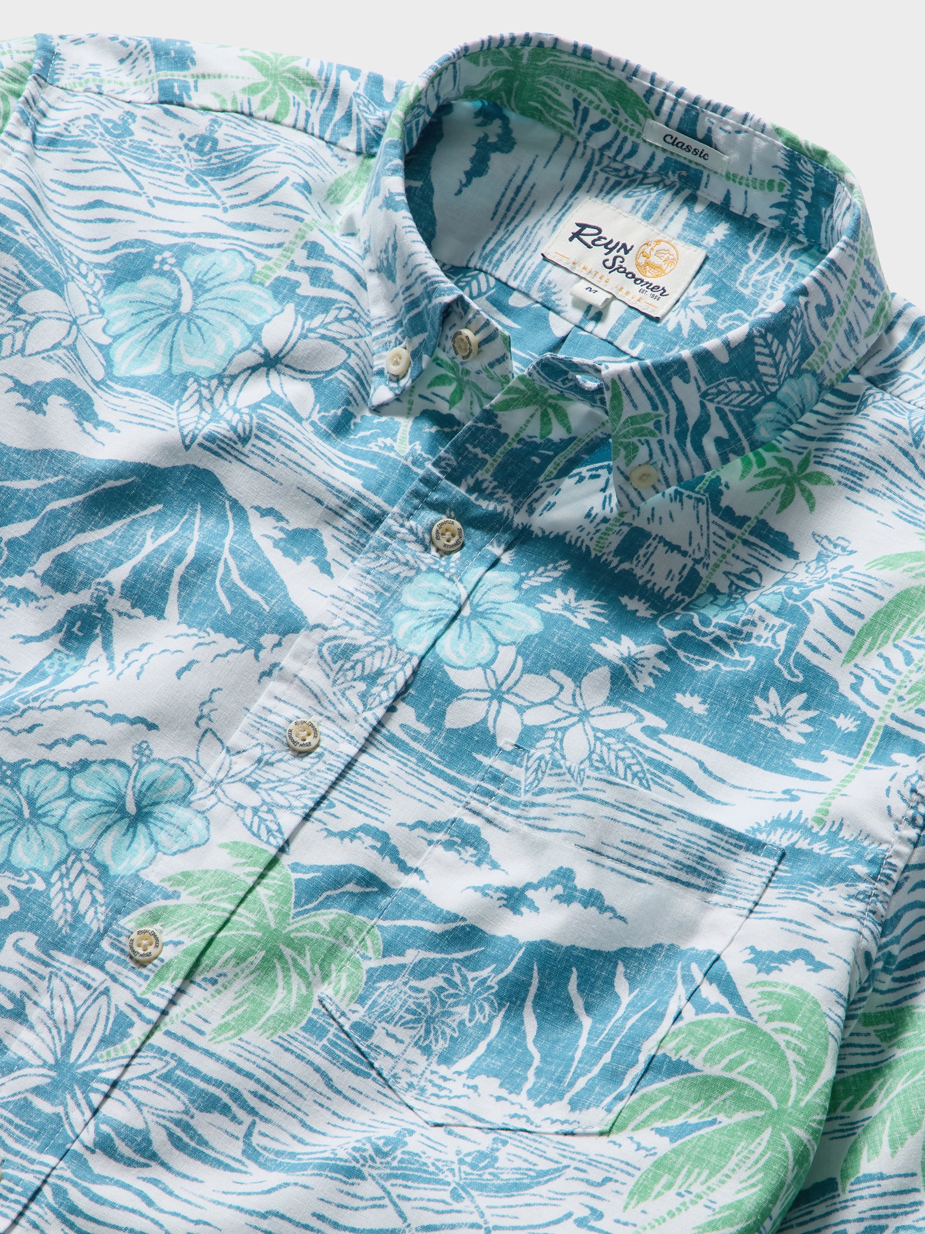 Reyn Spooner PARADISE FOUND BUTTON FRONT in ADRIATIC BLUE
