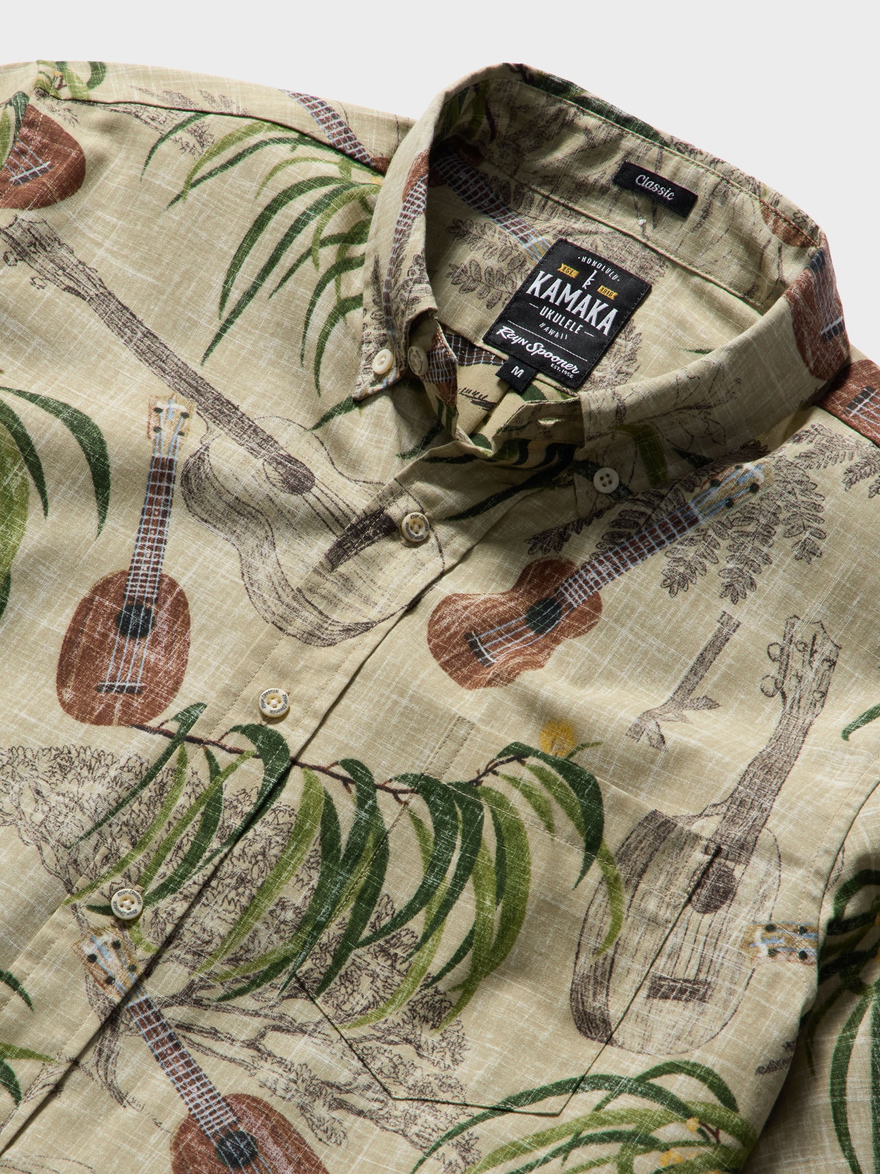 Reyn Spooner KAMAKA UKULELE 110TH ANNIVERSARY BUTTON FRONT in SAND