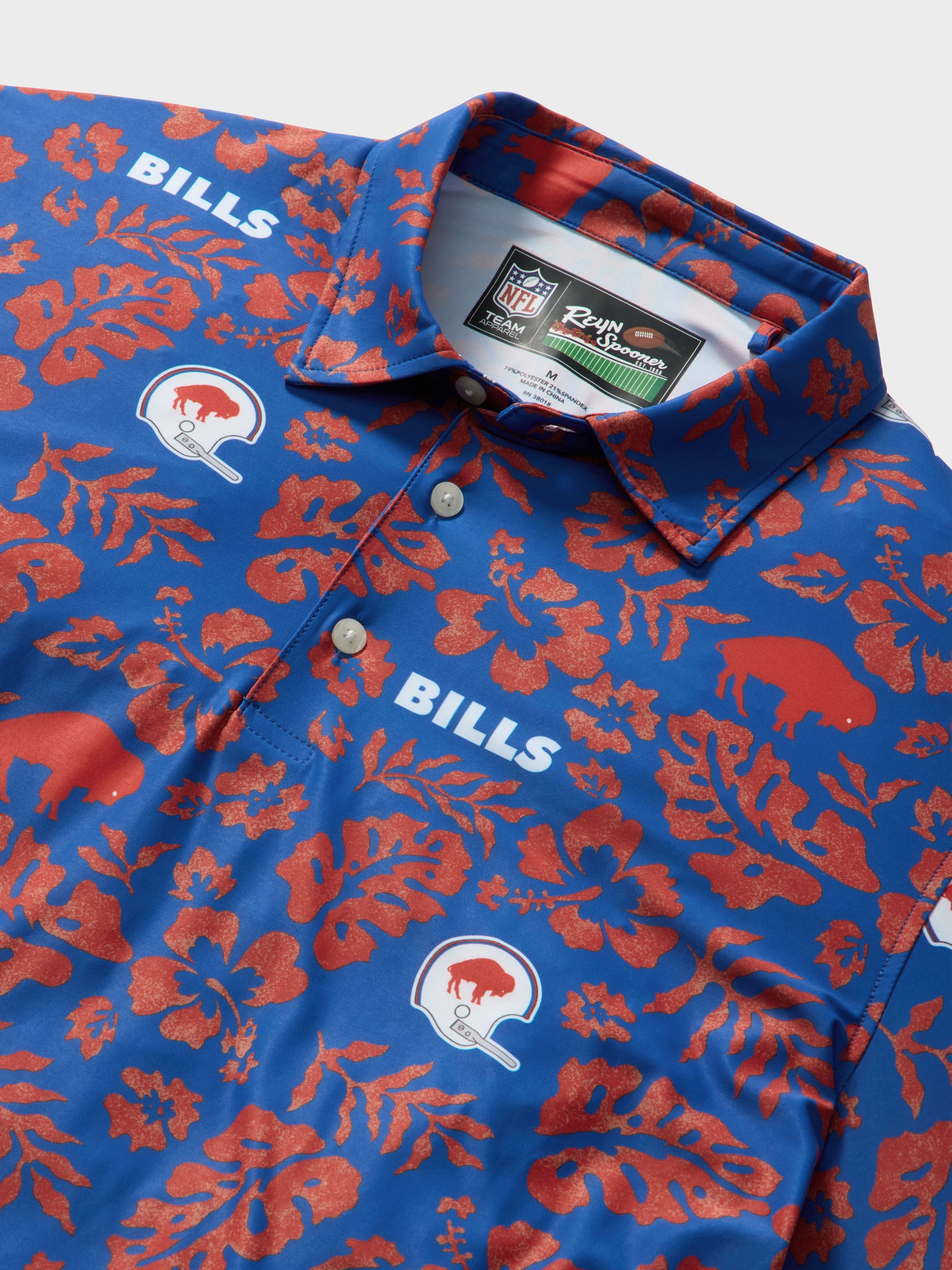 Reyn Spooner BUFFALO BILLS THROWBACK PERFORMANCE POLO in BLUE
