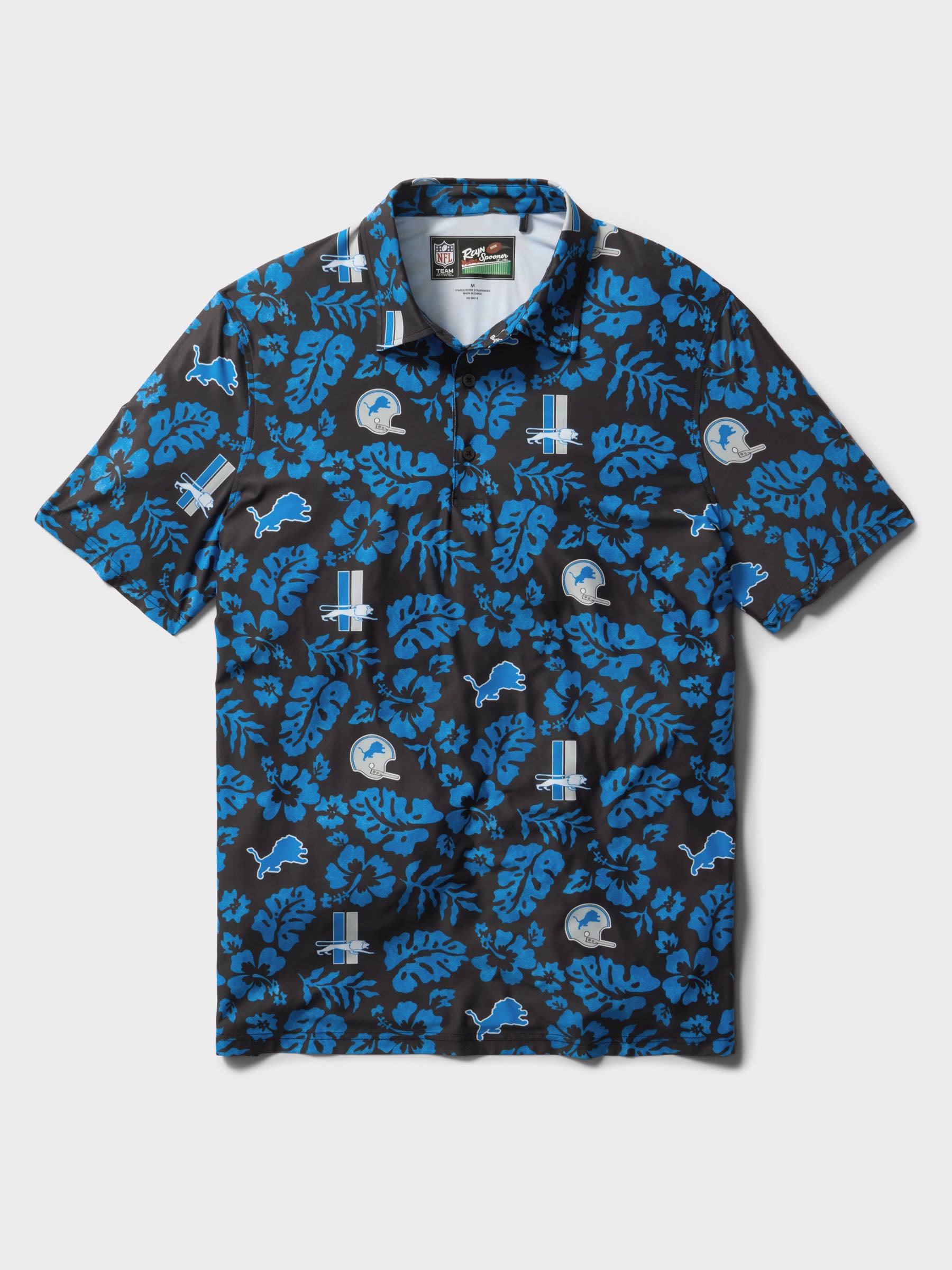 Reyn Spooner DETROIT LIONS THROWBACK PERFORMANCE POLO in BLACK
