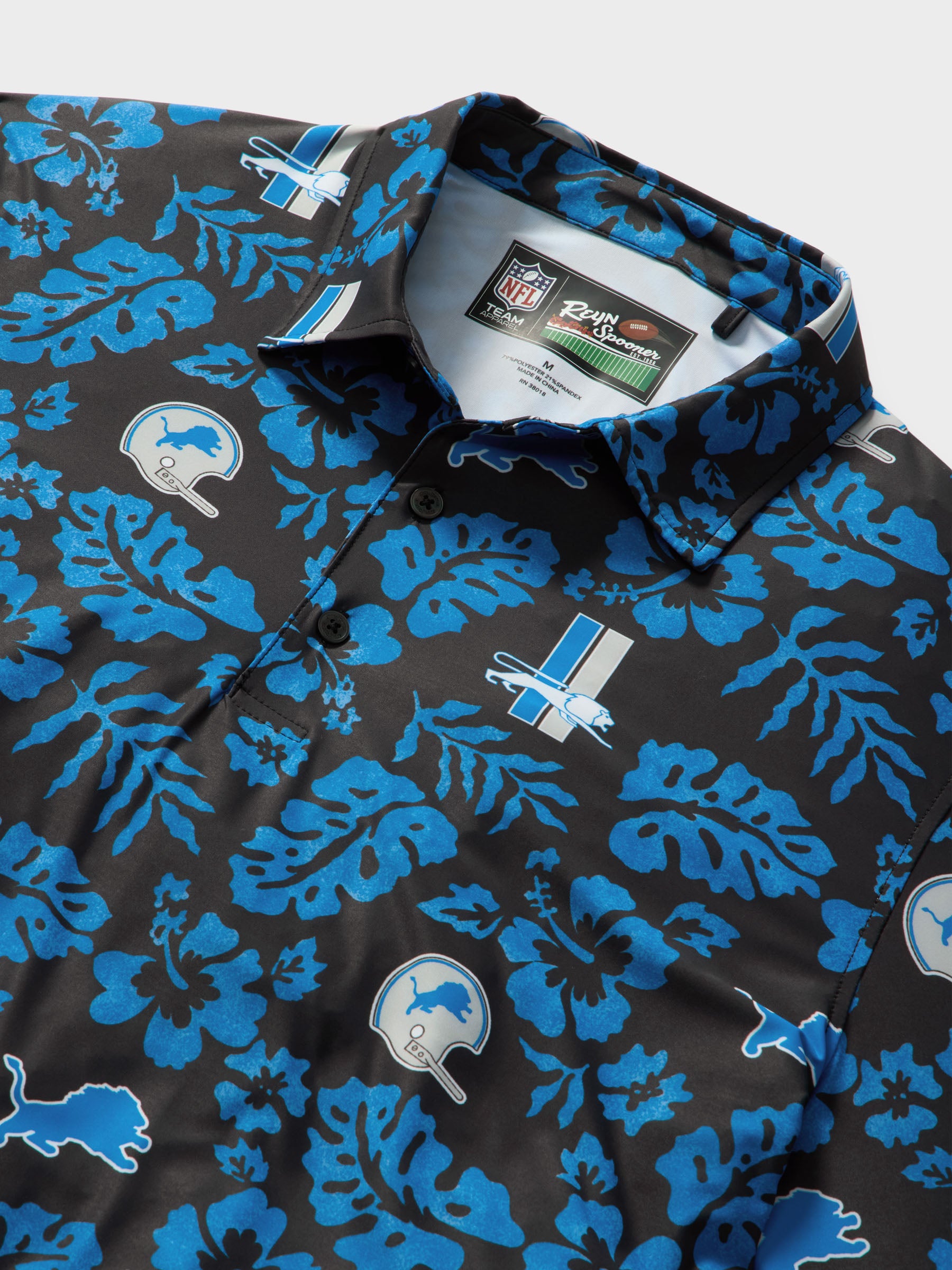 Reyn Spooner DETROIT LIONS THROWBACK PERFORMANCE POLO in BLACK