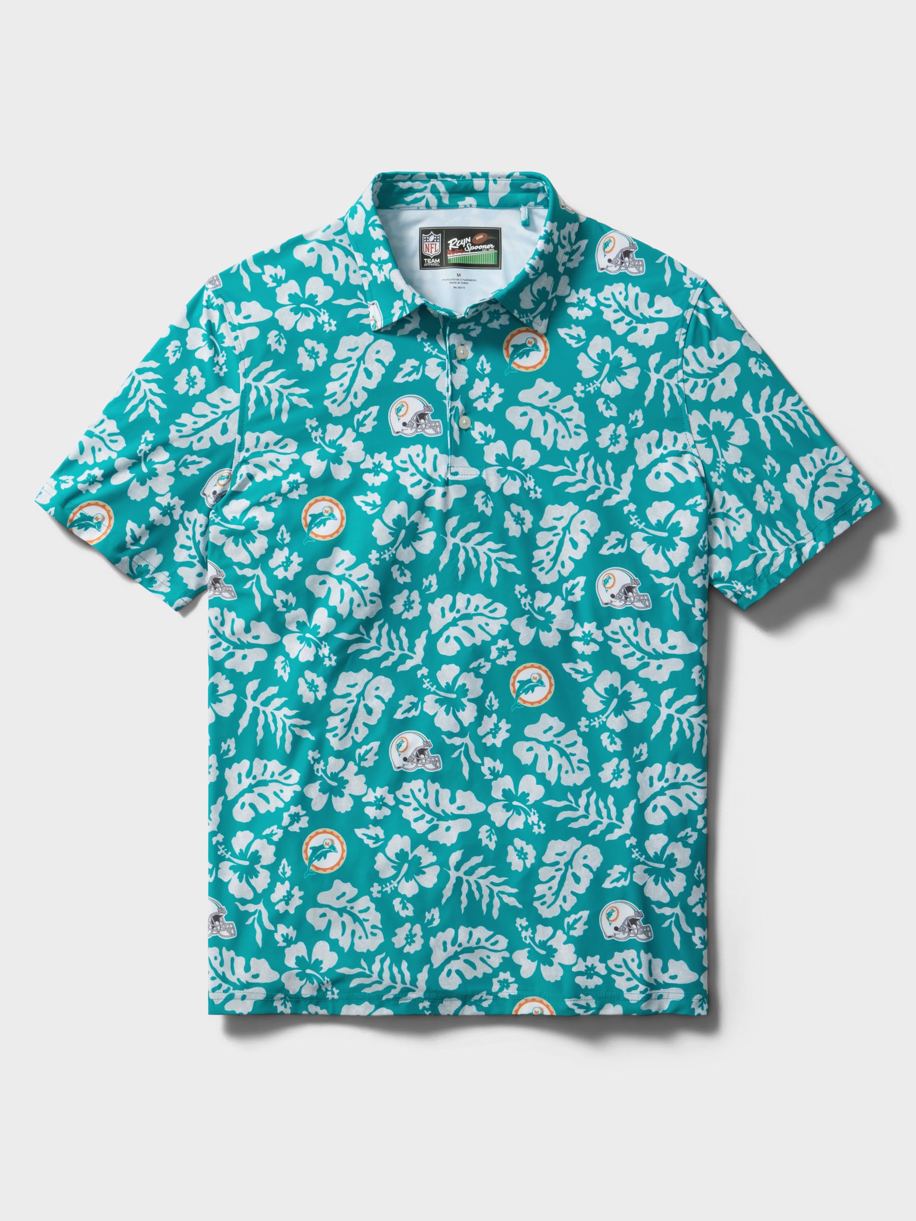 Reyn Spooner MIAMI DOLPHINS THROWBACK PERFORMANCE POLO in AQUA