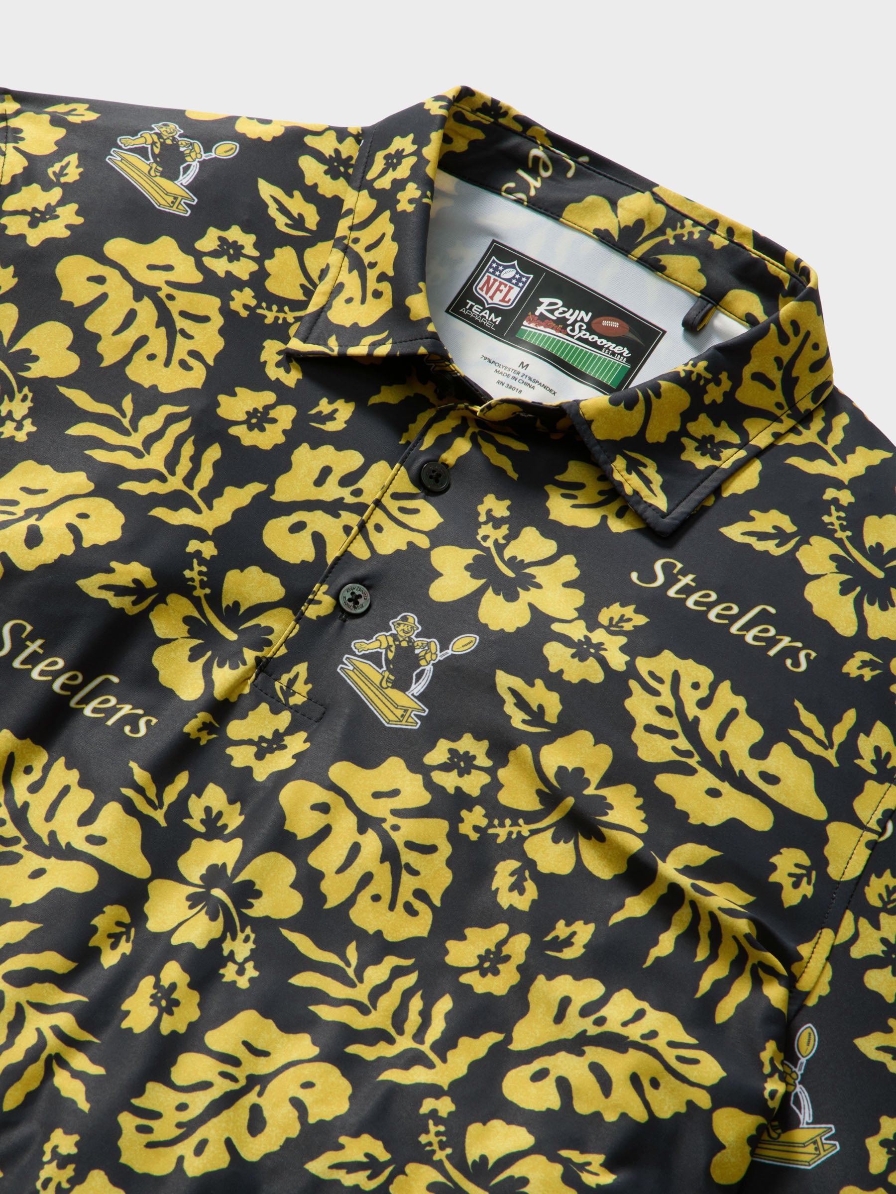 Reyn Spooner PITTSBURGH STEELERS THROWBACK PERFORMANCE POLO in BLACK