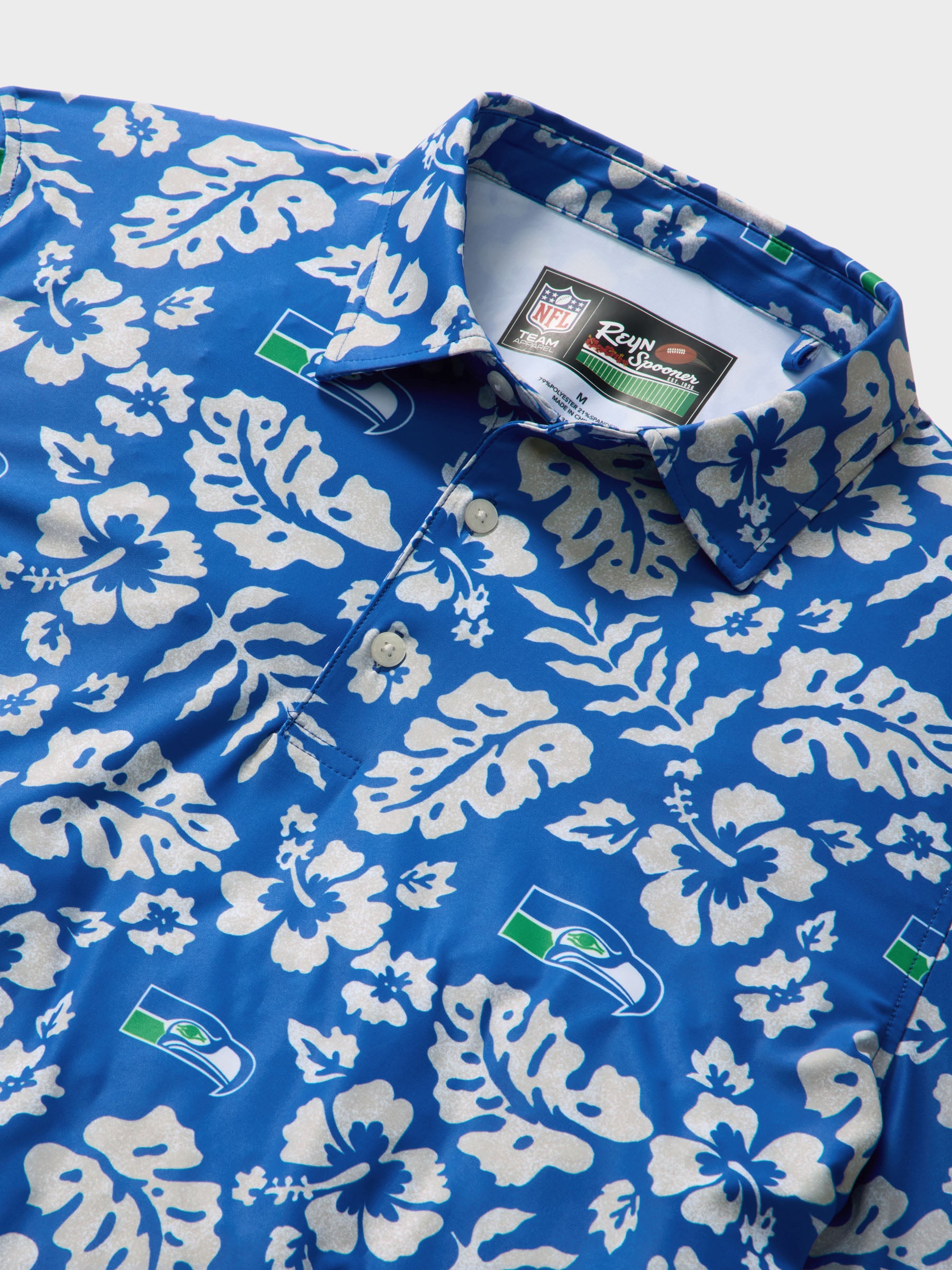Reyn Spooner SEATTLE SEAHAWKS THROWBACK PERFORMANCE POLO in BLUE