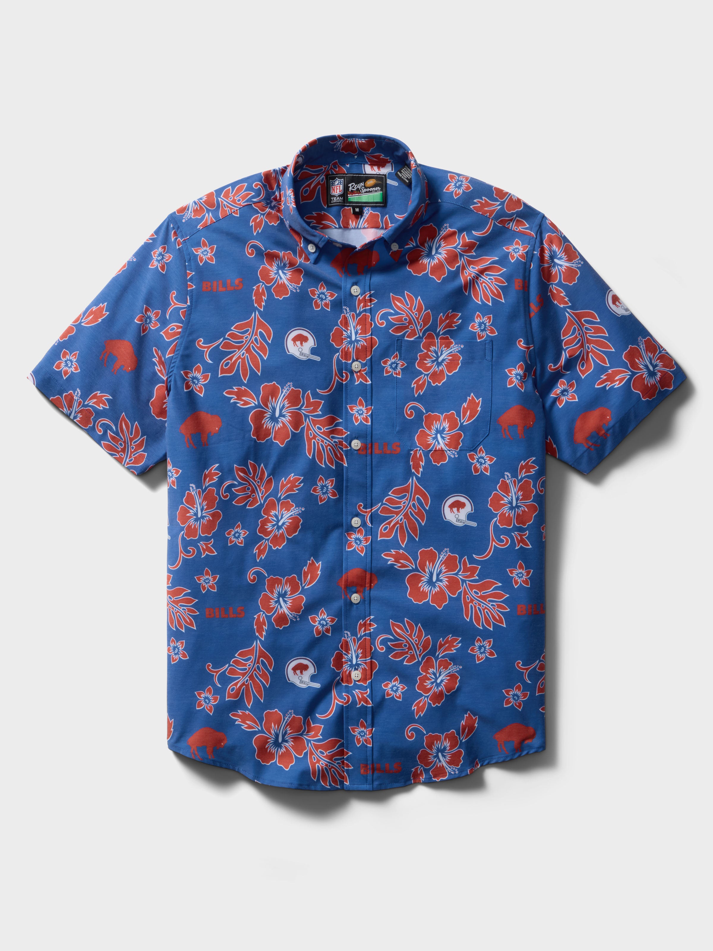 Reyn Spooner BUFFALO BILLS THROWBACK PERFORMANCE ALOHA SHIRT in BLUE