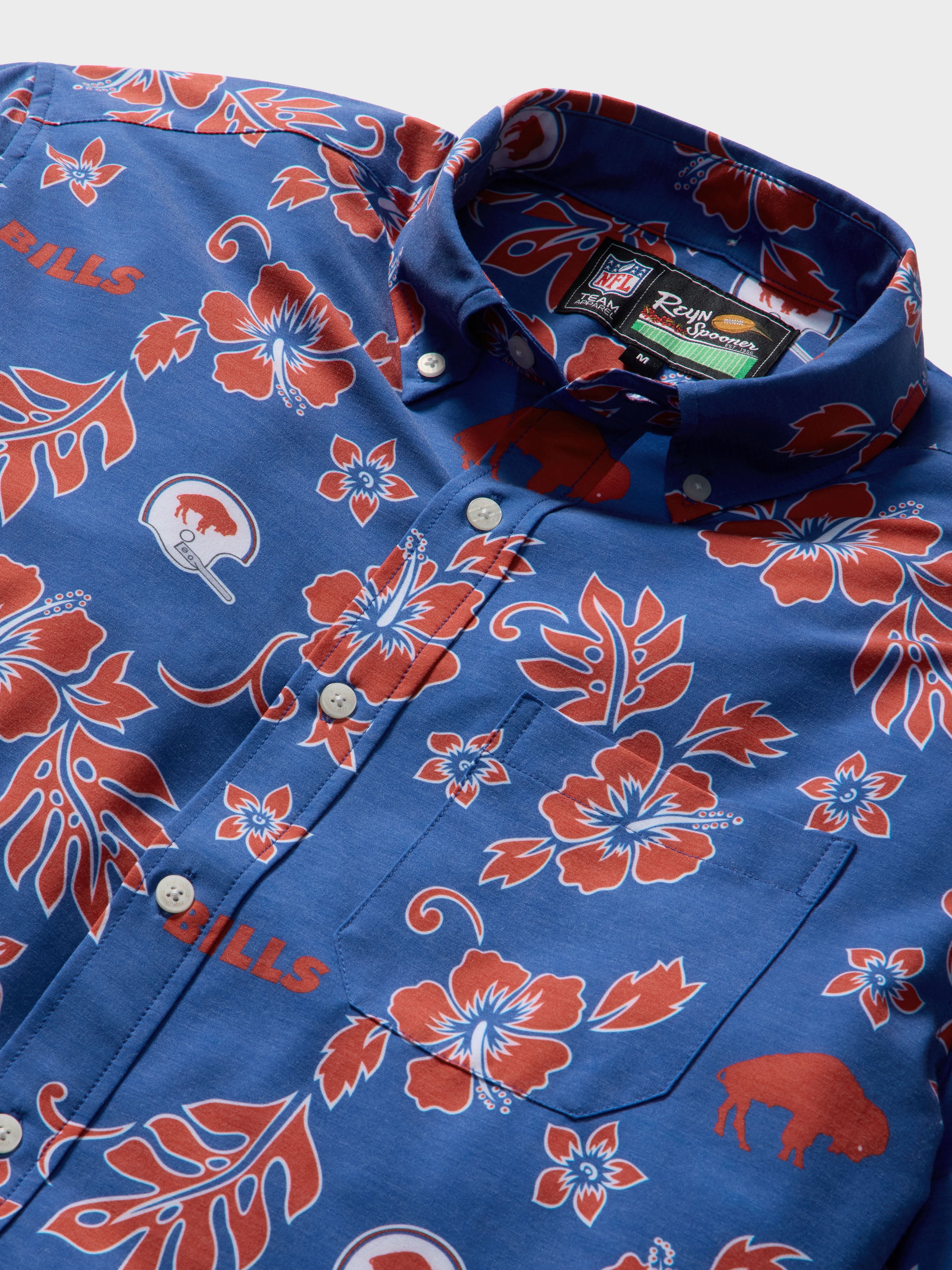 Reyn Spooner BUFFALO BILLS THROWBACK PERFORMANCE ALOHA SHIRT in BLUE