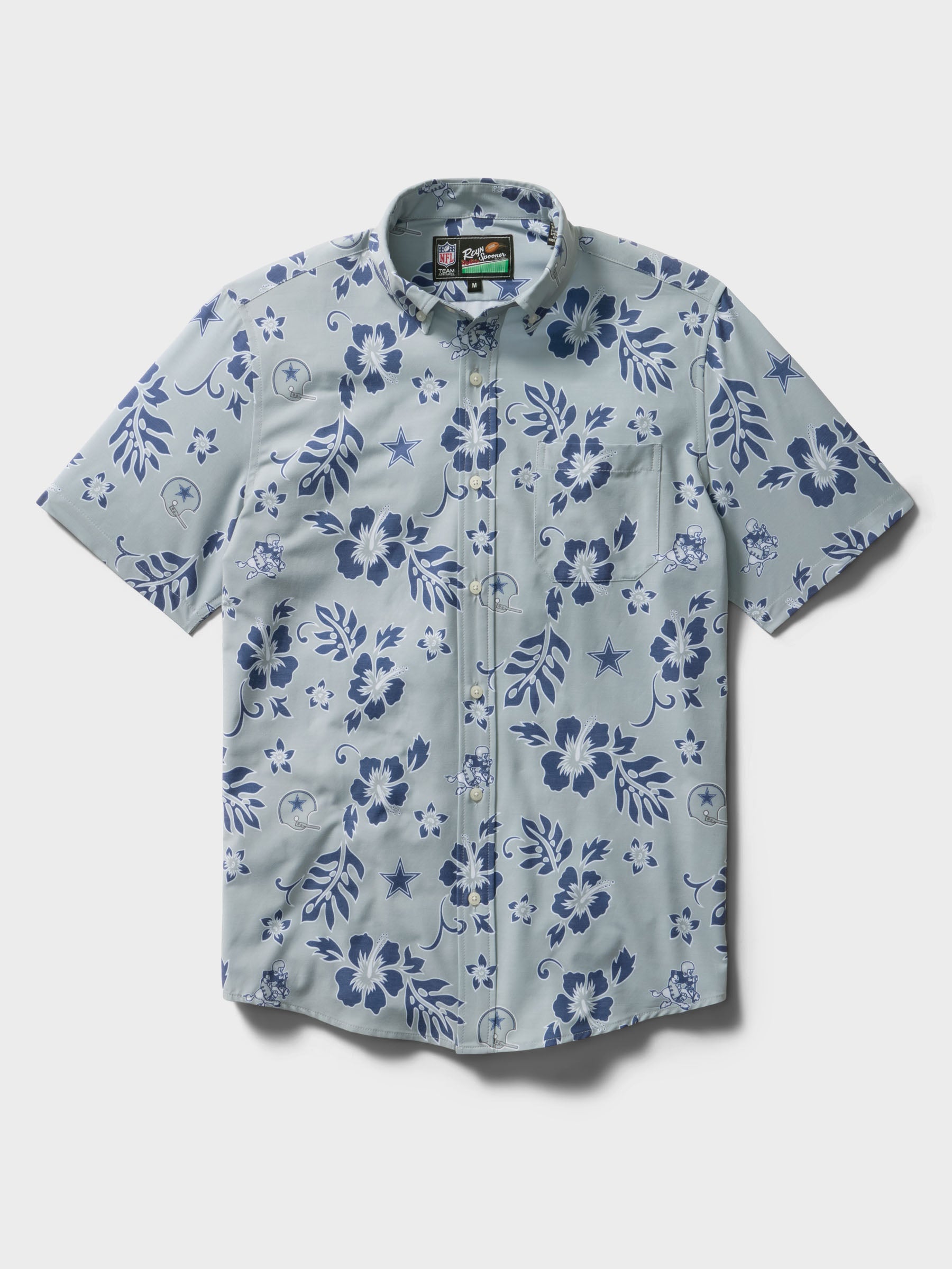 Reyn Spooner DALLAS COWBOYS THROWBACK PERFORMANCE ALOHA SHIRT in GREY