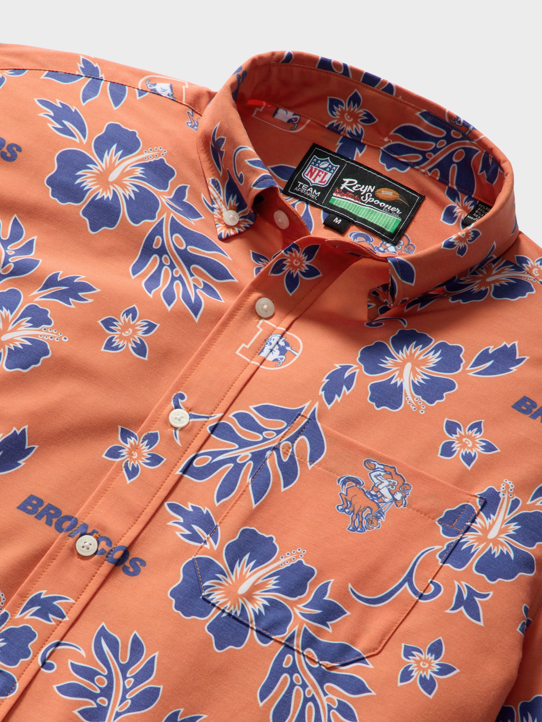 Reyn Spooner DENVER BRONCOS THROWBACK PERFORMANCE ALOHA SHIRT in ORANGE