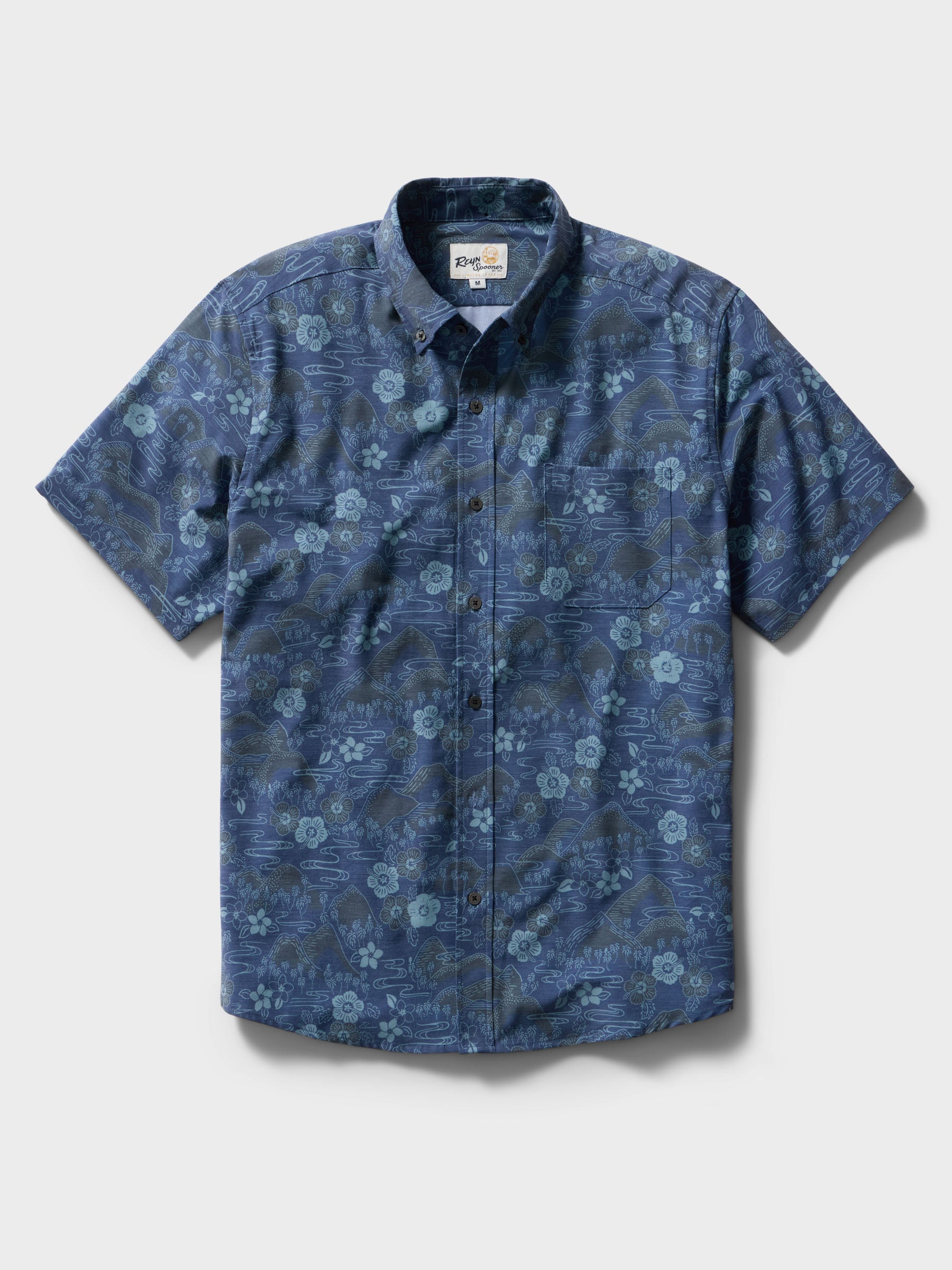 Reyn Spooner SAKURA FIELDS PERFORMANCE ALOHA SHIRT in NAVY