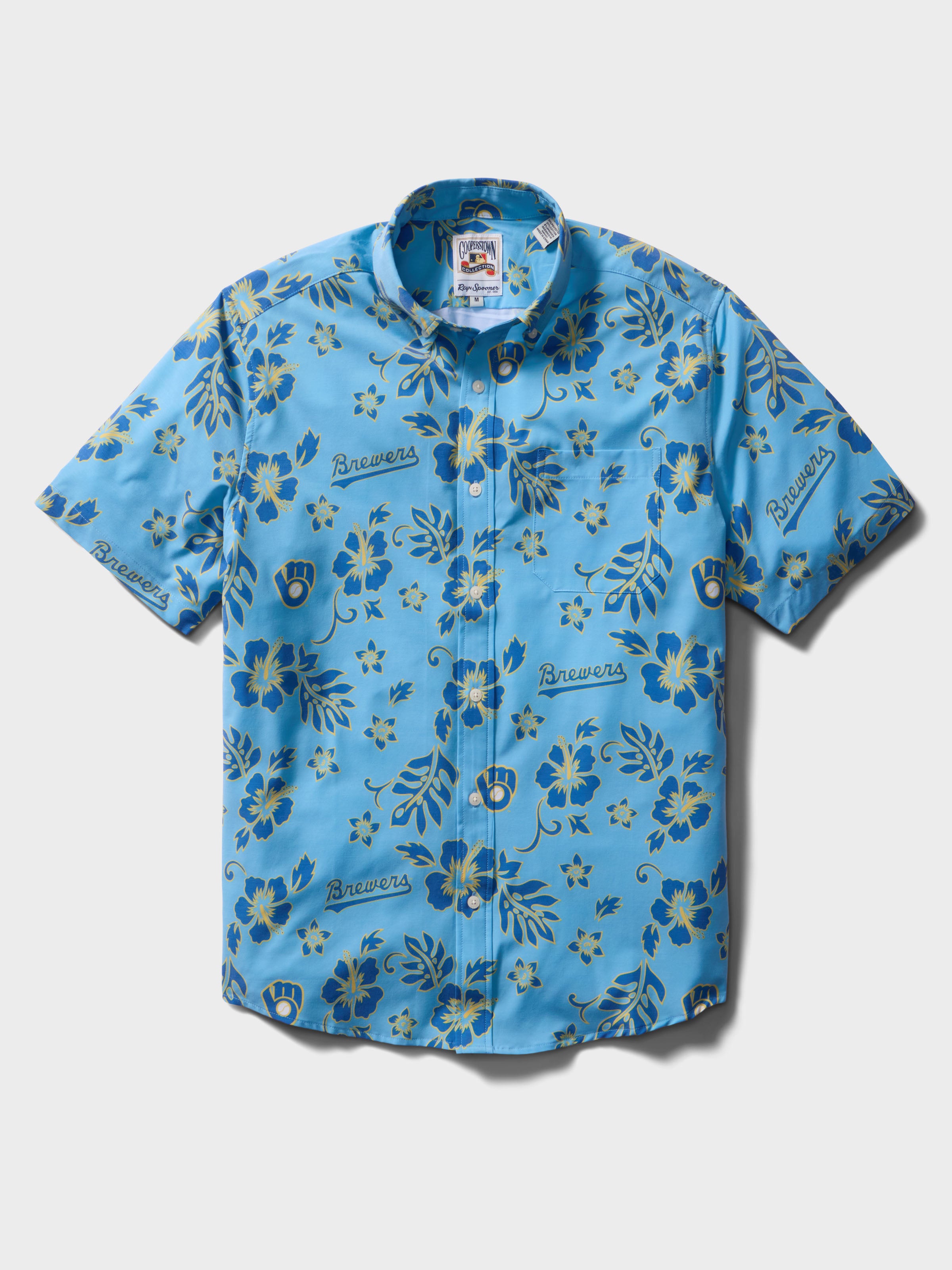 Reyn Spooner MLB® MILWAUKEE BREWERS COOPERSTOWN PERFORMANCE ALOHA SHIRT in LIGHT BLUE