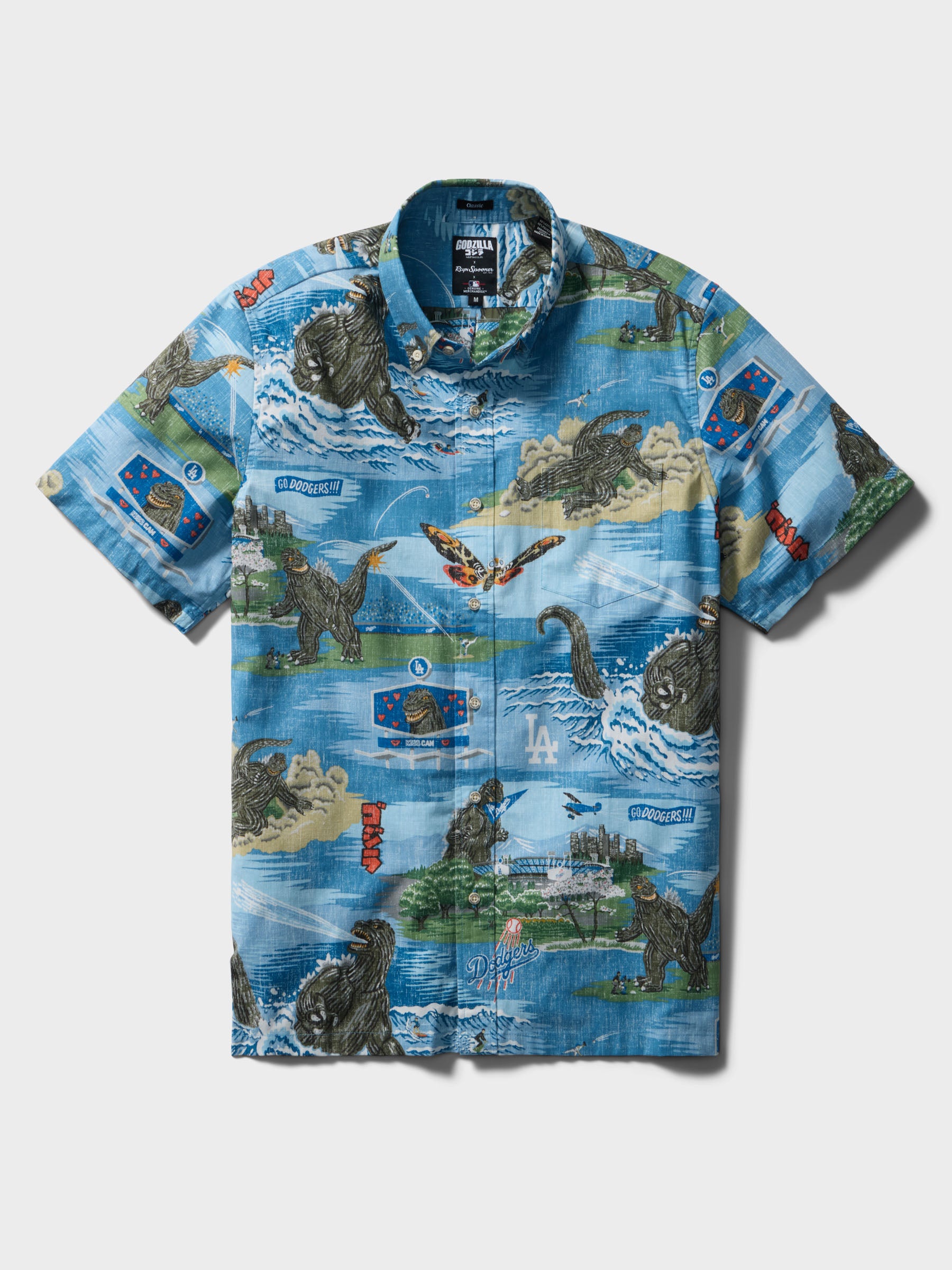 Reyn Spooner MLB® LOS ANGELES DODGERS GODZILLA ALOHA SHIRT in BLUE