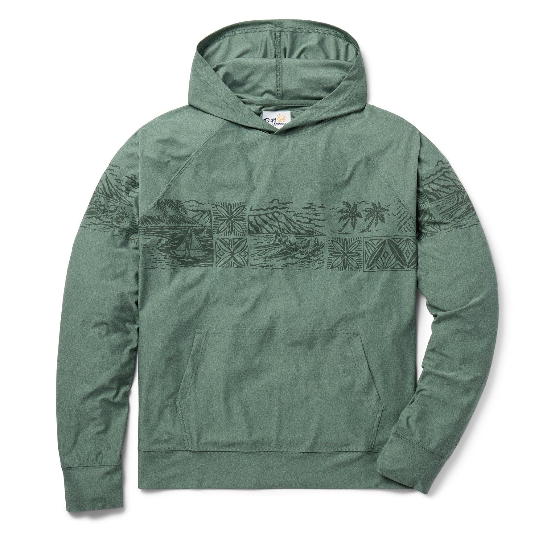 Reyn Spooner NALU TAPA PERFORMANCE HOODIE in OLIVE