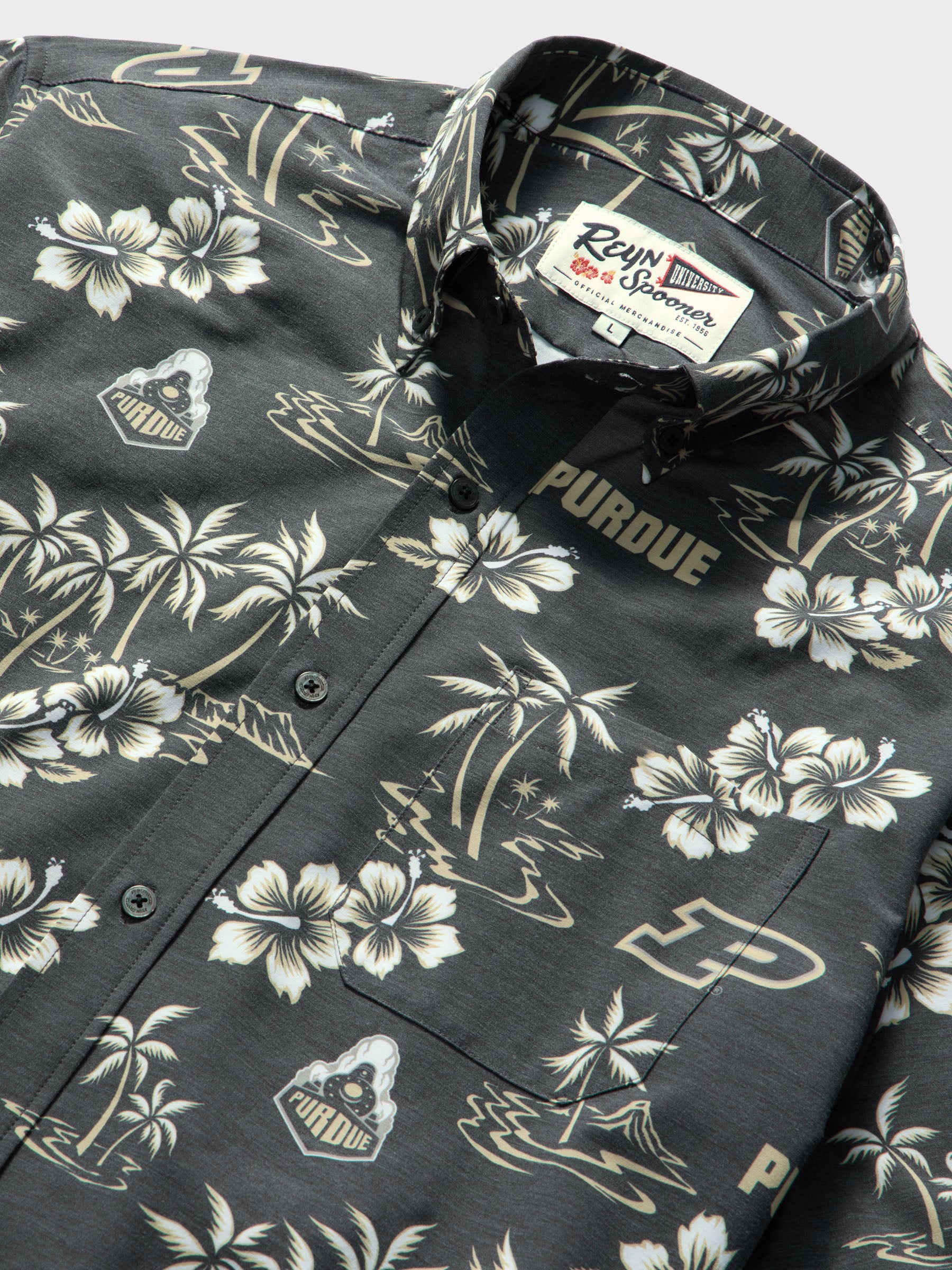 Reyn Spooner PURDUE UNIVERSITY KEKAI PERFORMANCE ALOHA SHIRT in BLACK