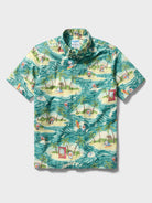 Reyn Spooner ALOHA DORAEMON BUTTON FRONT in TEAL