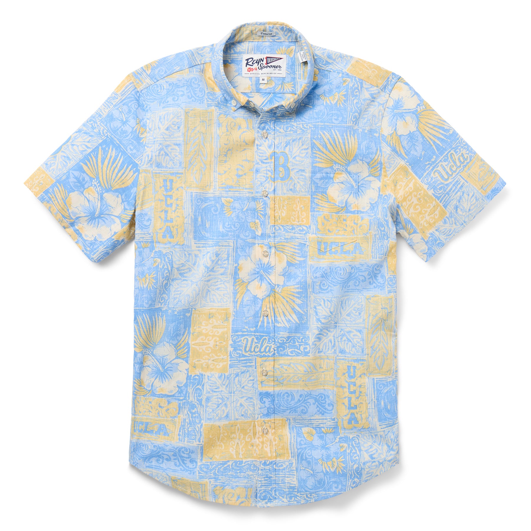 ひ*ー様 Reyn Spooner UCLA 半袖アロハシャツ L UNIVERSITY OF CALIFORNIA LOS ANGELES TAPA FLORAL | Reyn Spooner