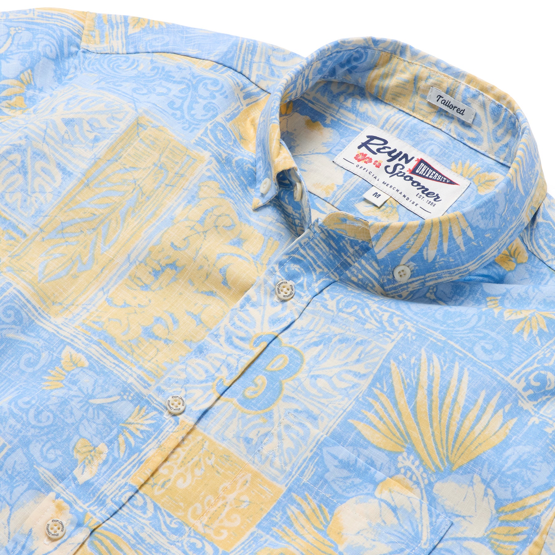 Reyn Spooner UNIVERSITY OF CALIFORNIA LOS ANGELES TAPA FLORAL TAILORED in BLUE
