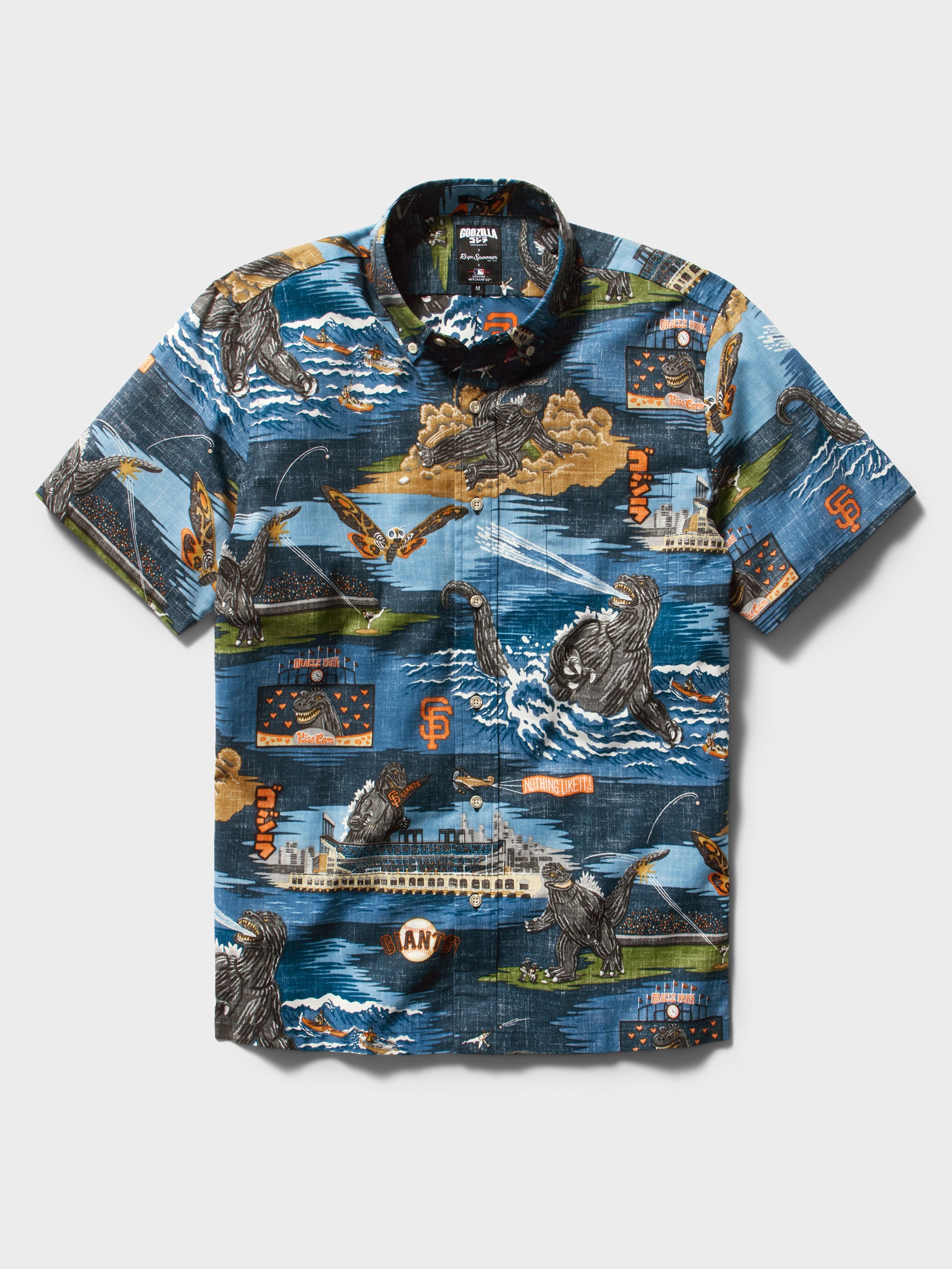Reyn Spooner MLB® SAN FRANCISCO GIANTS GODZILLA ALOHA SHIRT in GREY