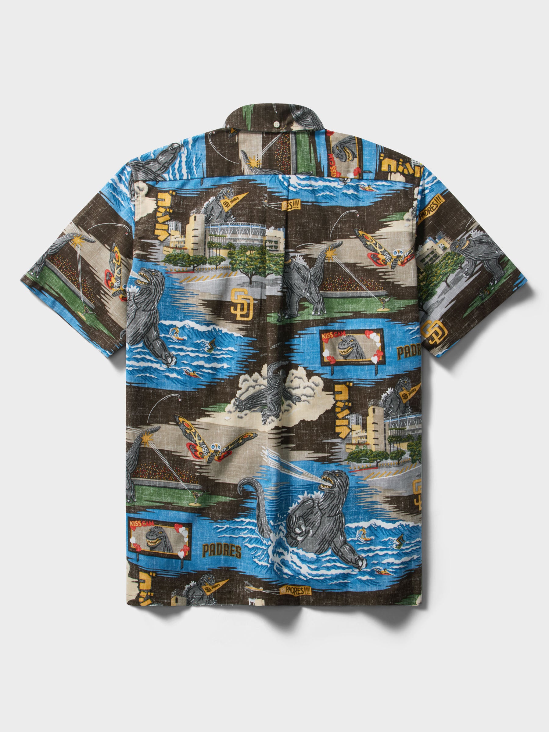 Reyn Spooner MLB SAN DIEGO PADRES GODZILLA ALOHA SHIRT in BROWN