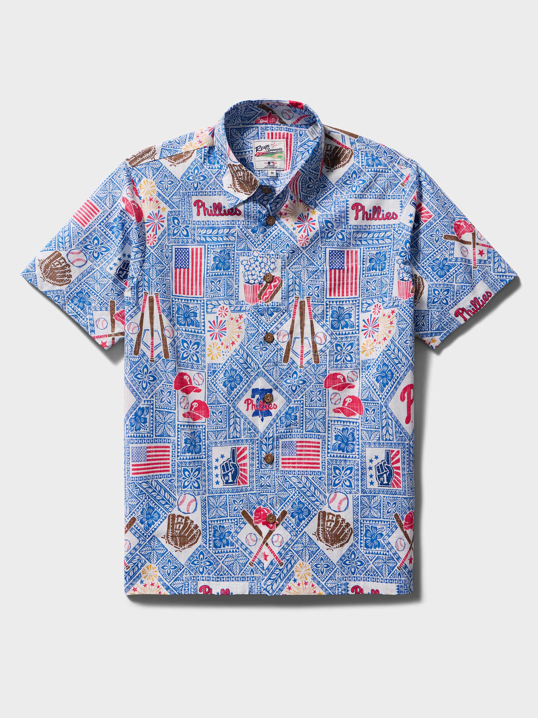 Reyn Spooner MLB® PHILADELPHIA PHILLIES AMERICA'S FAVORITE PASTIME ALOHA SHIRT in BLUE