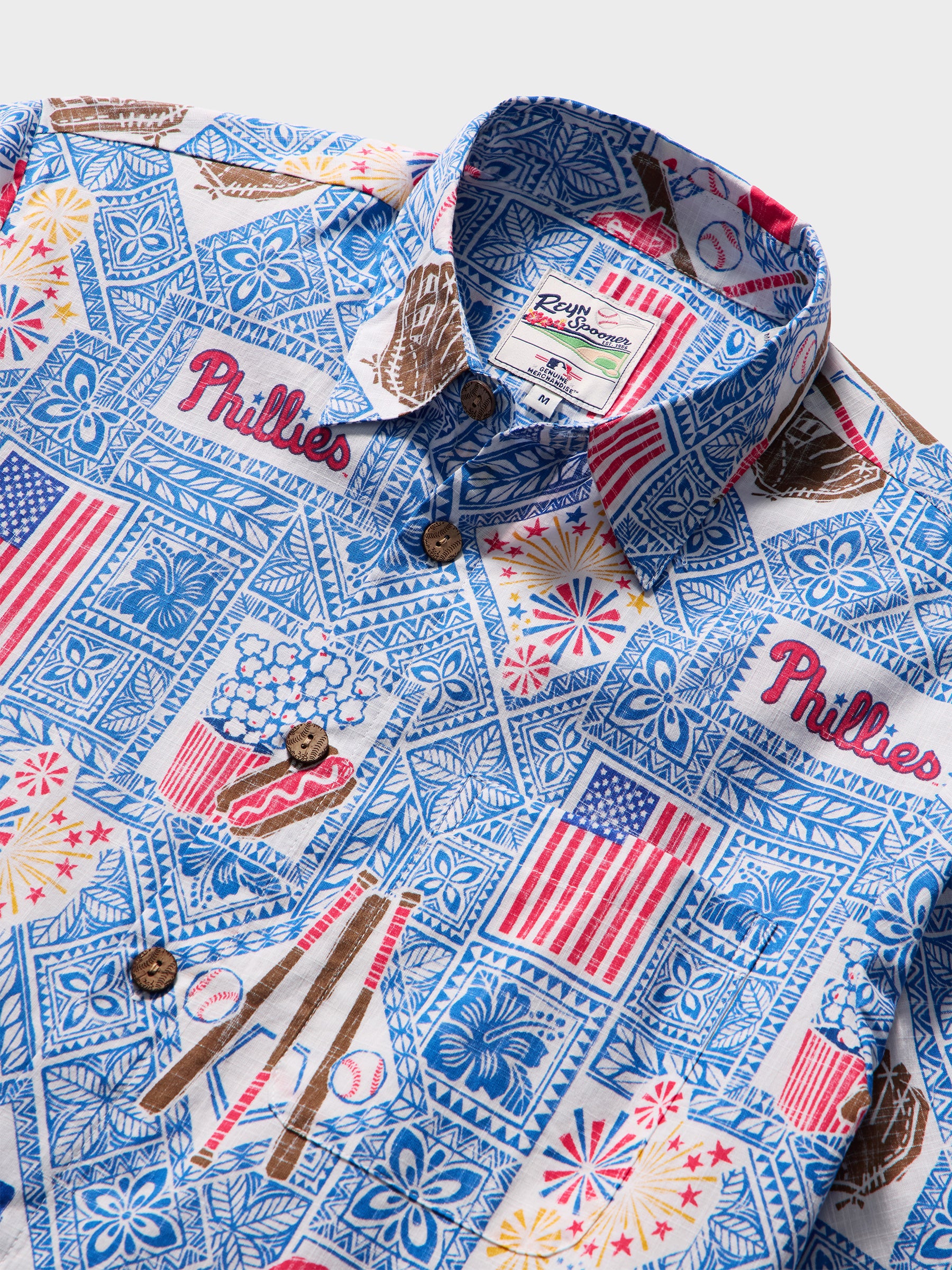 Reyn Spooner MLB® PHILADELPHIA PHILLIES AMERICA'S FAVORITE PASTIME ALOHA SHIRT in BLUE