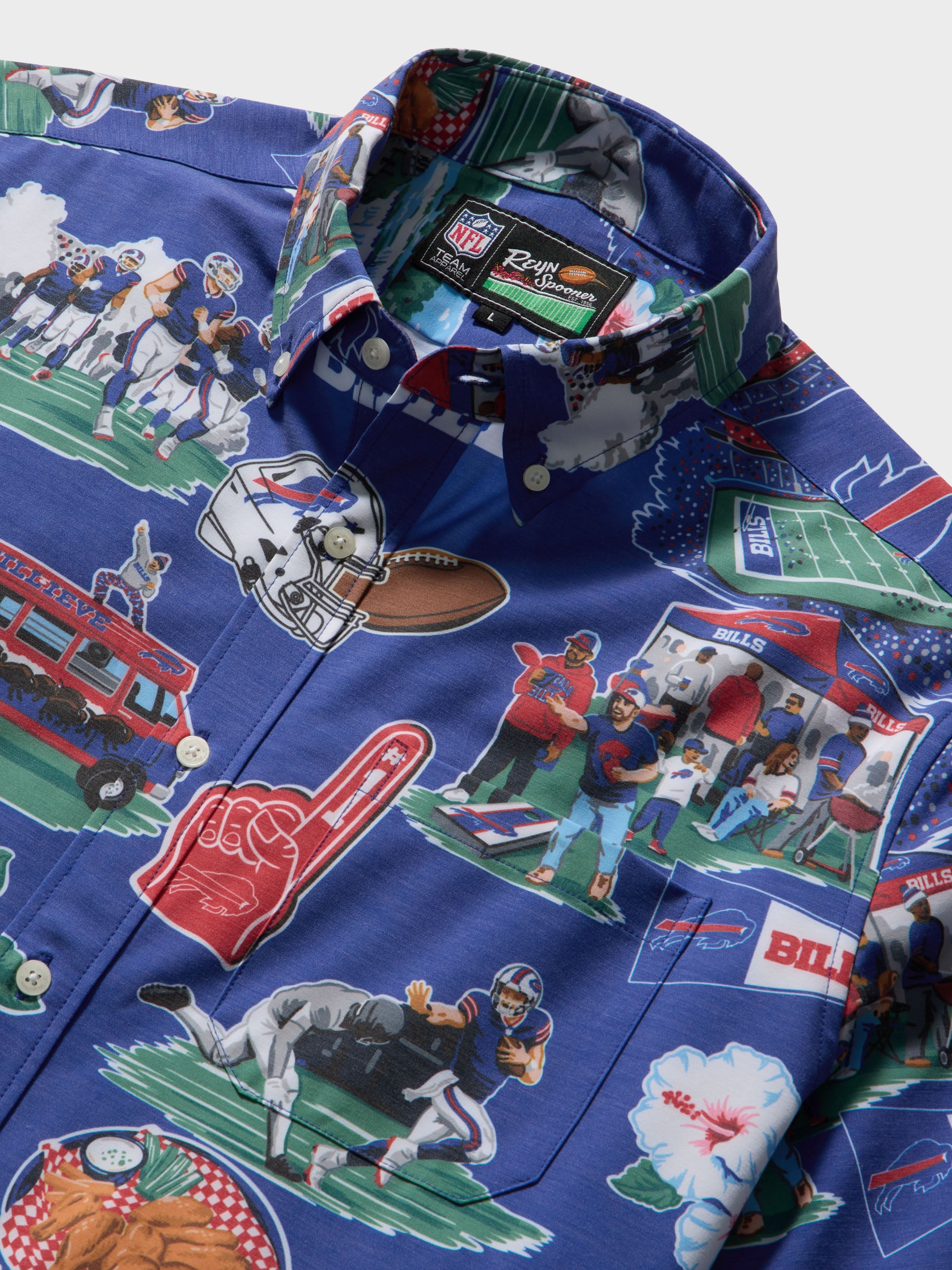 Reyn Spooner BUFFALO BILLS SCENIC PERFORMANCE ALOHA SHIRT in BLUE
