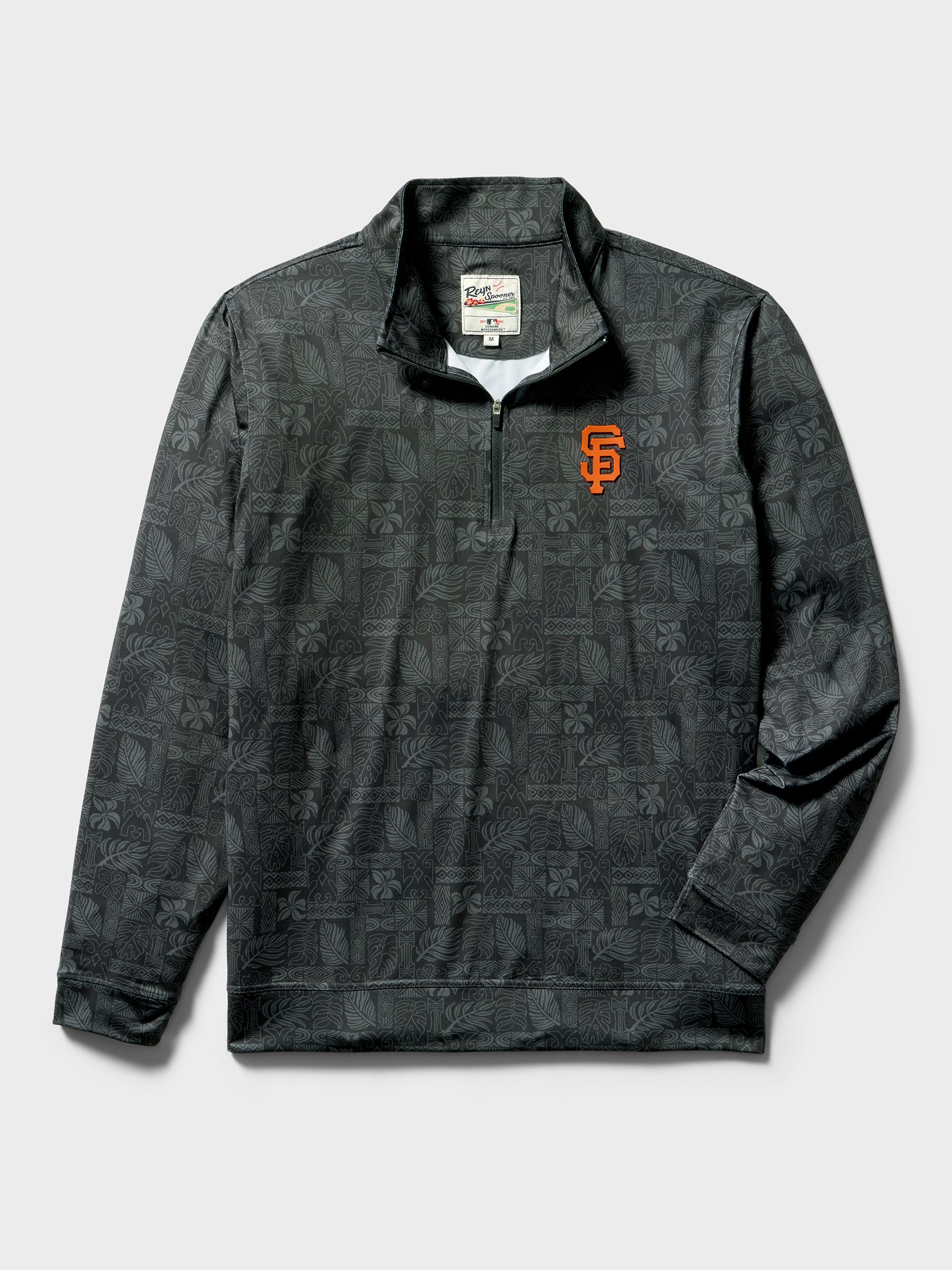 Reyn Spooner MLB® SAN FRANCISCO GIANTS QUARTER ZIP in SOUTH PACIFIC TAPA - BLACK