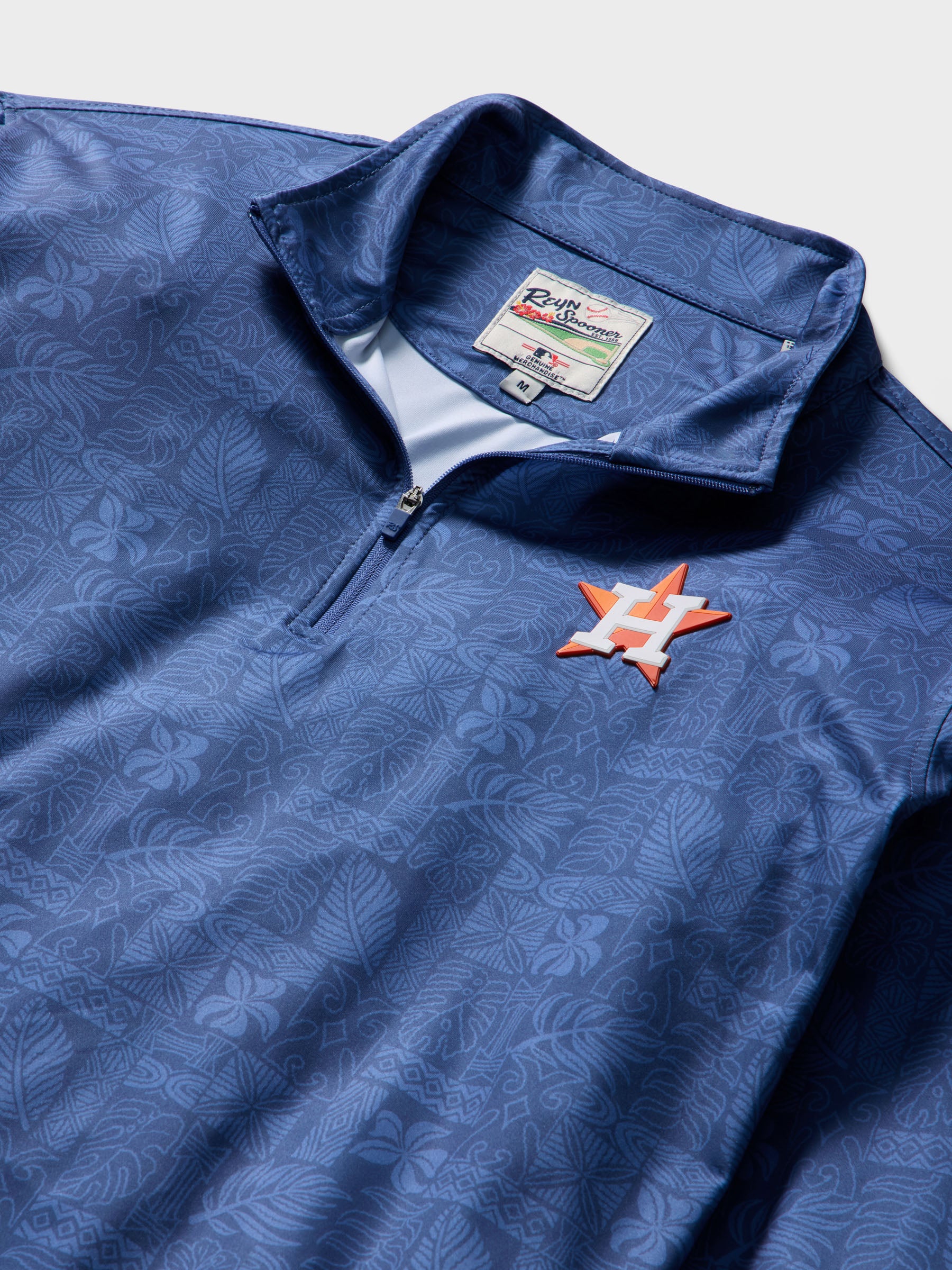 Reyn Spooner MLB® HOUSTON ASTROS QUARTER ZIP in SOUTH PACIFIC TAPA - TRUE NAVY