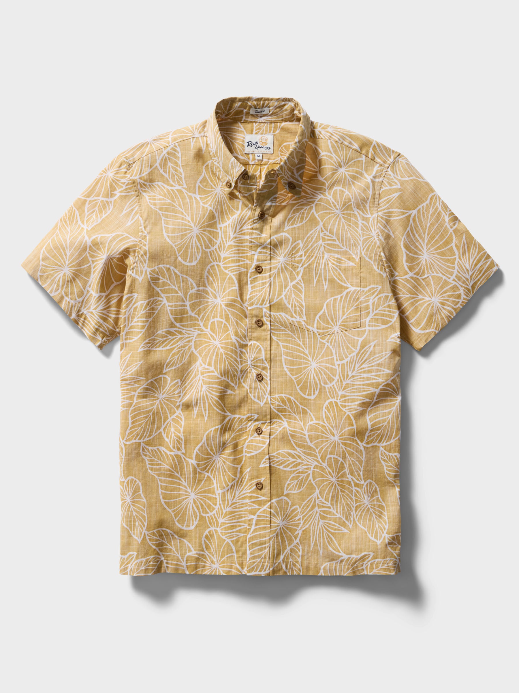 Reyn Spooner KALO LEAF BUTTON FRONT in GOLDEN