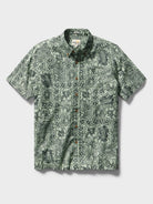Reyn Spooner RETRO TAPA BUTTON FRONT in GREEN