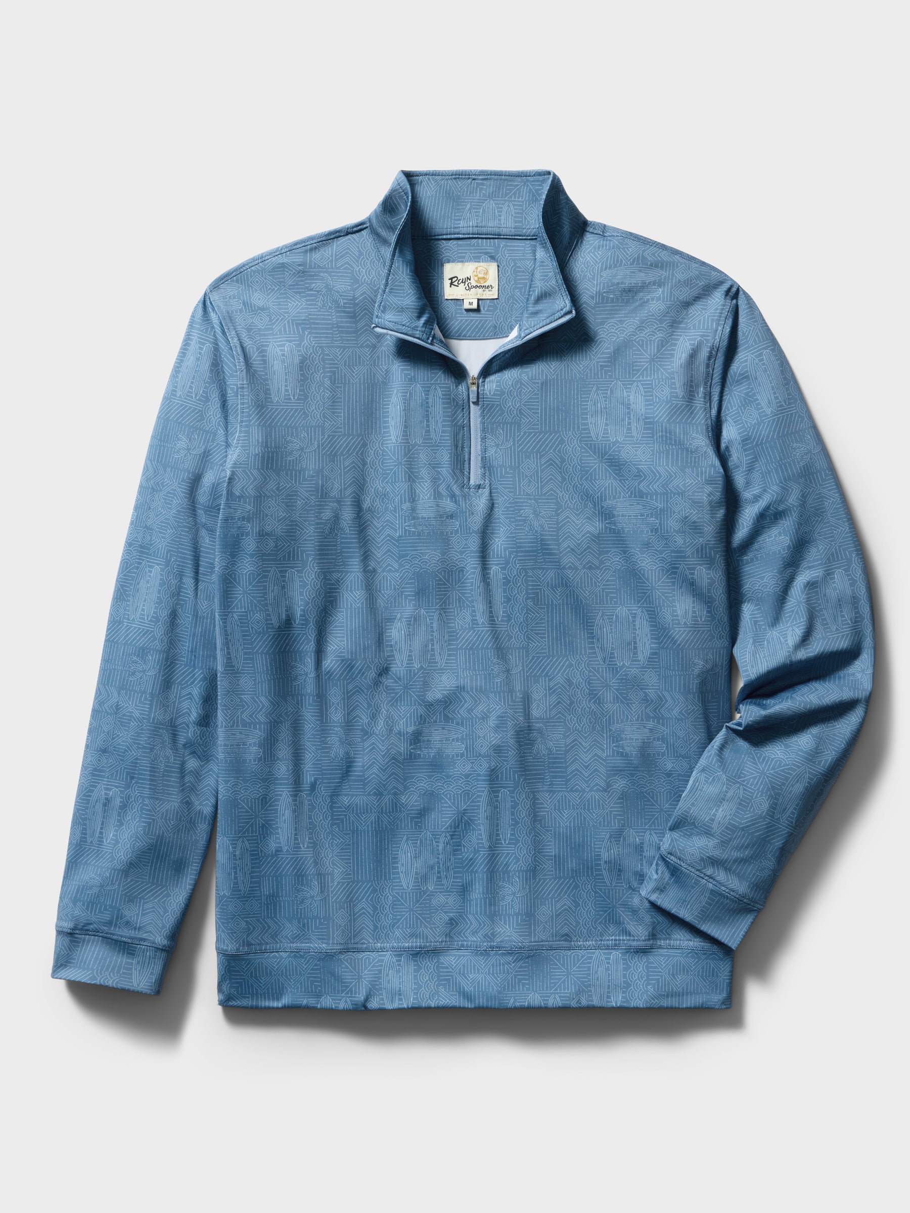 Reyn Spooner ETCH-A-TAPA PERFORMANCE QUARTER ZIP in BLUE