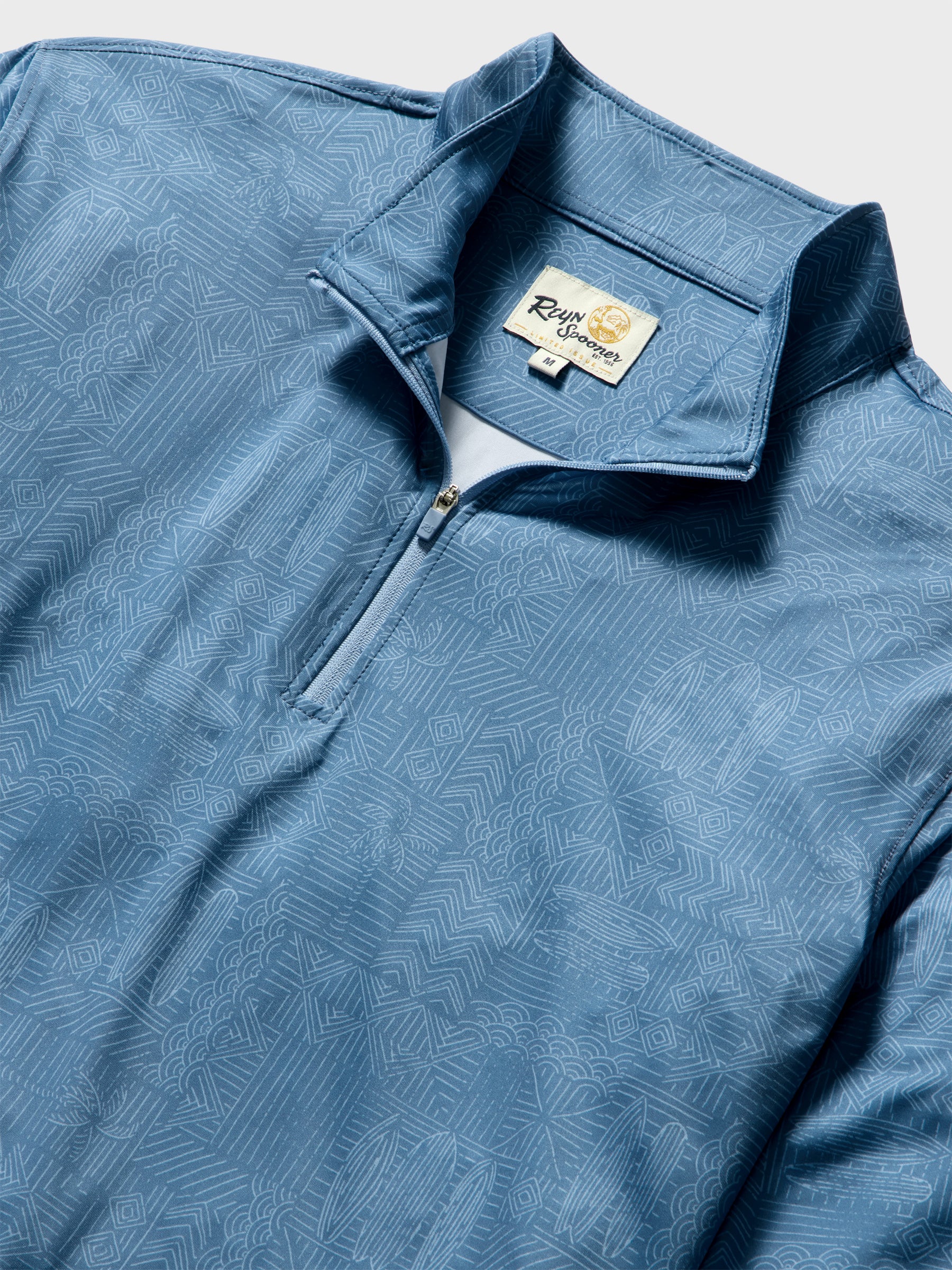 Reyn Spooner ETCH-A-TAPA PERFORMANCE QUARTER ZIP in BLUE