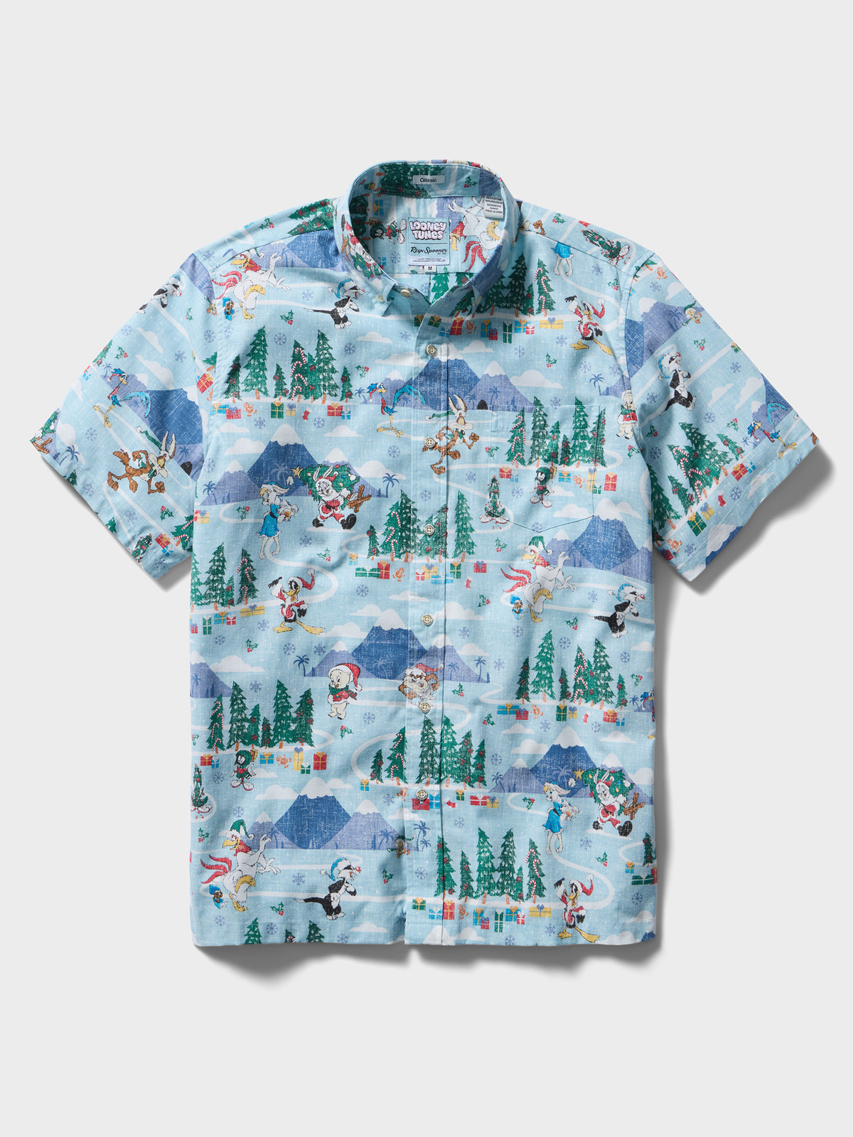 Reyn Spooner A LOONEY TUNES CHRISTMAS BUTTON FRONT in BLUE
