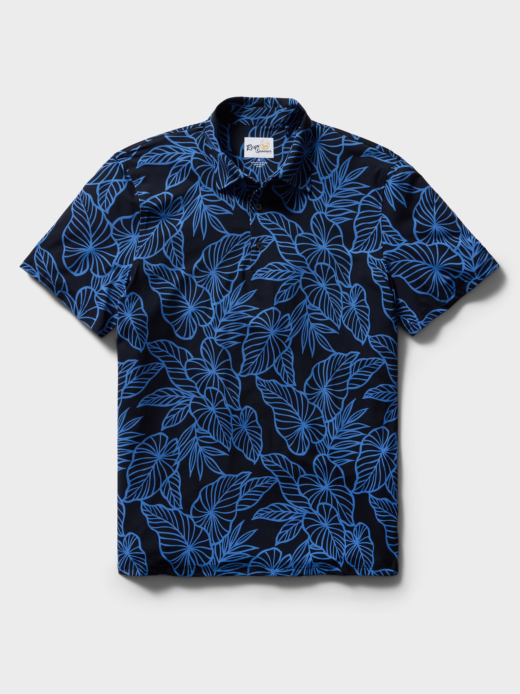 Reyn Spooner KALO LEAF PERFORMANCE POLO in BLACK