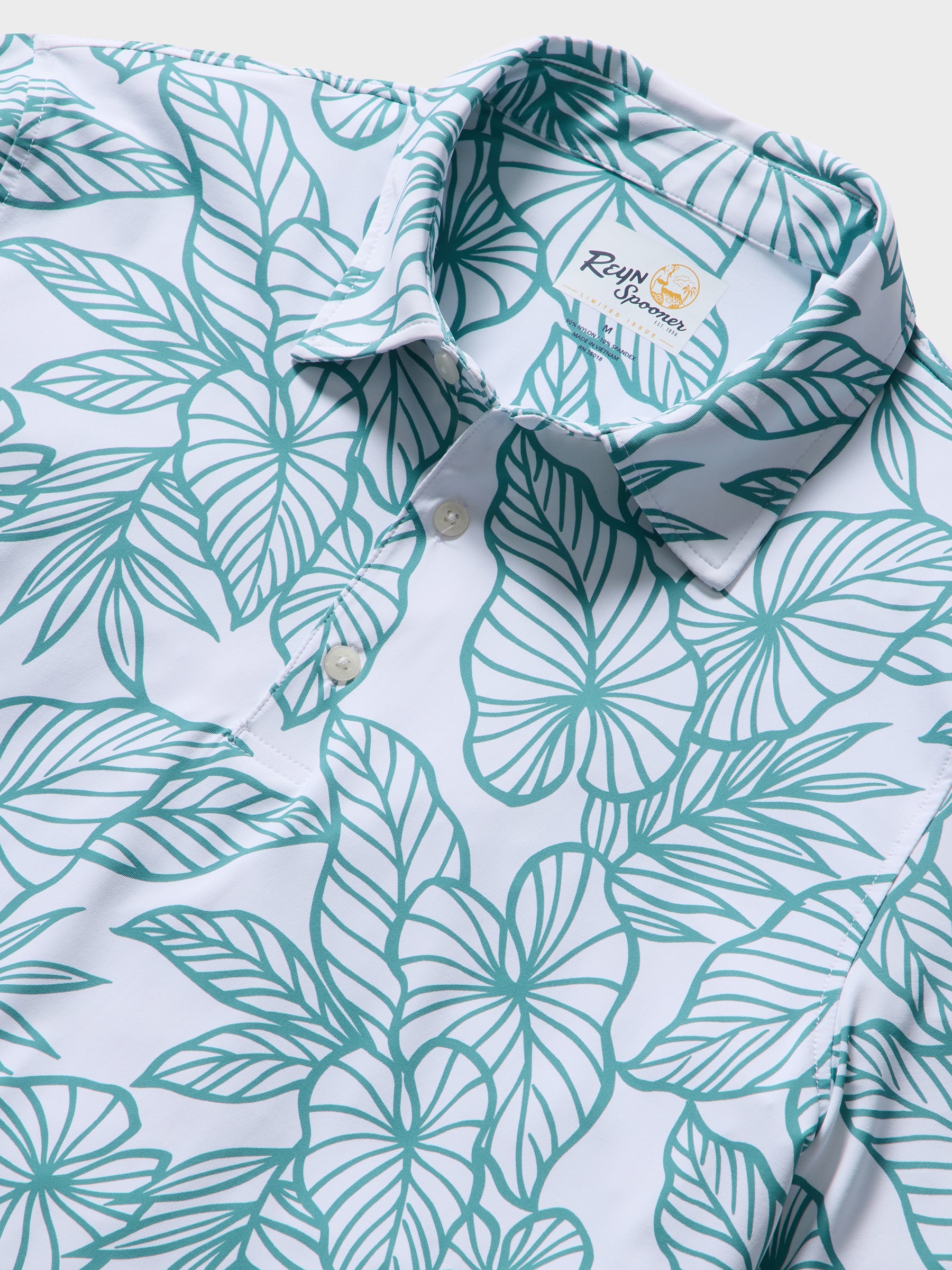 Reyn Spooner KALO LEAF PERFORMANCE POLO in WHITE