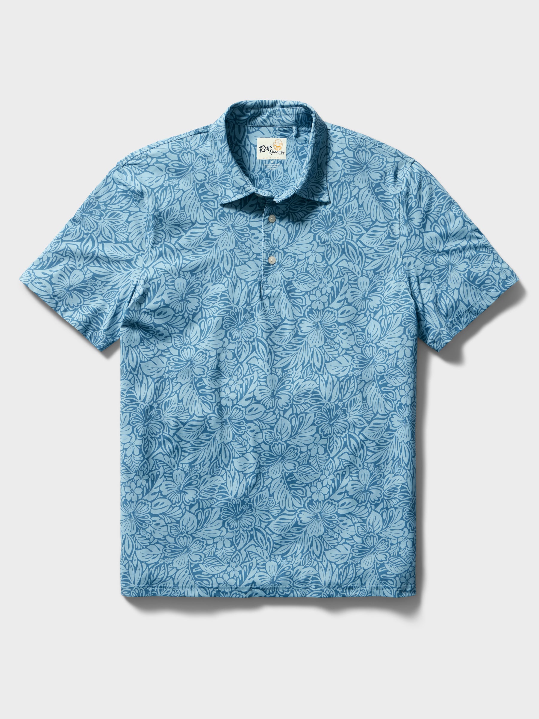 Reyn Spooner NAHELE PUA PERFORMANCE POLO in BLUE