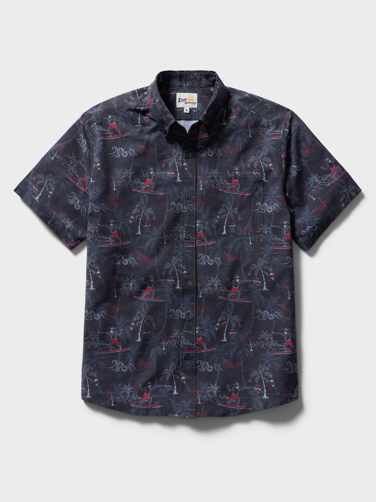 Reyn Spooner SURFIN' SANTA PERFORMANCE ALOHA SHIRT in CHARCOAL