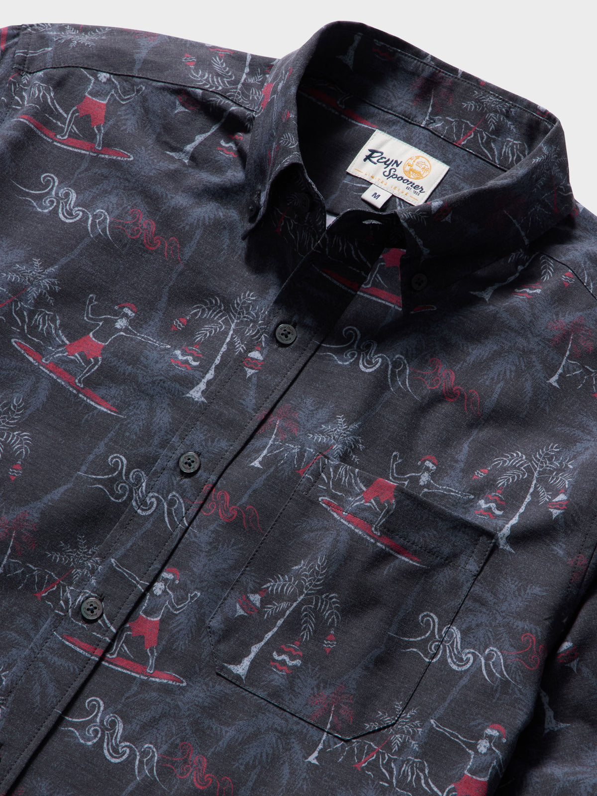 Reyn Spooner SURFIN' SANTA PERFORMANCE ALOHA SHIRT in CHARCOAL